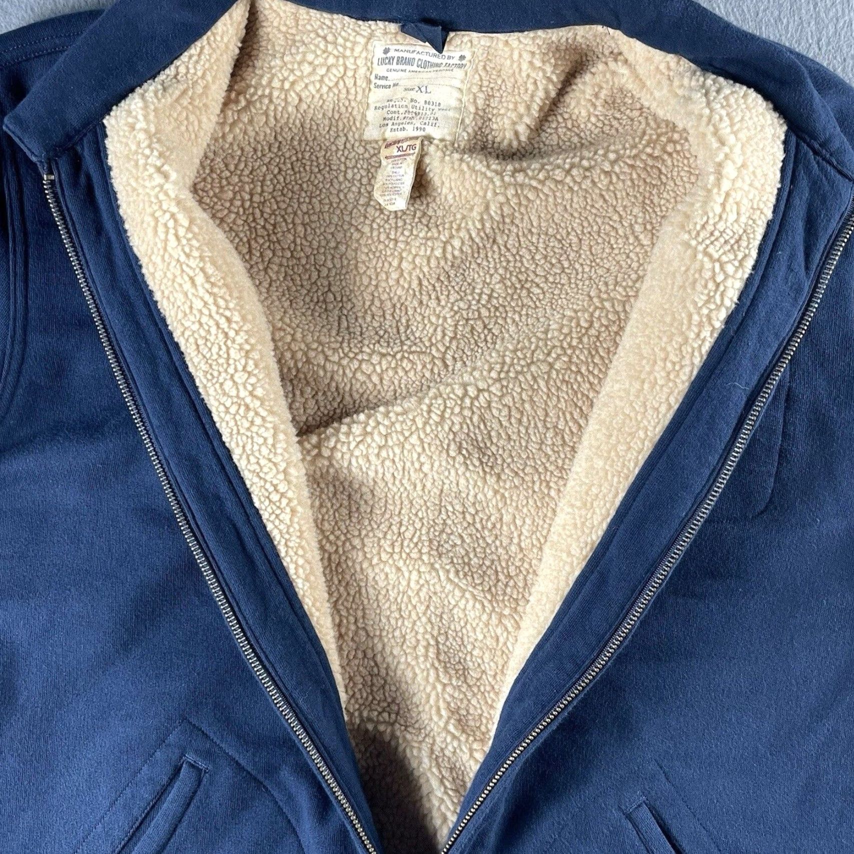 Lucky Brand Lucky Brand Coat Jacket Sherpa Lined Blue Mens XL Regular Army Style Zip Buttoned Front Size US XL / EU 56 / 4 - 6 Thumbnail