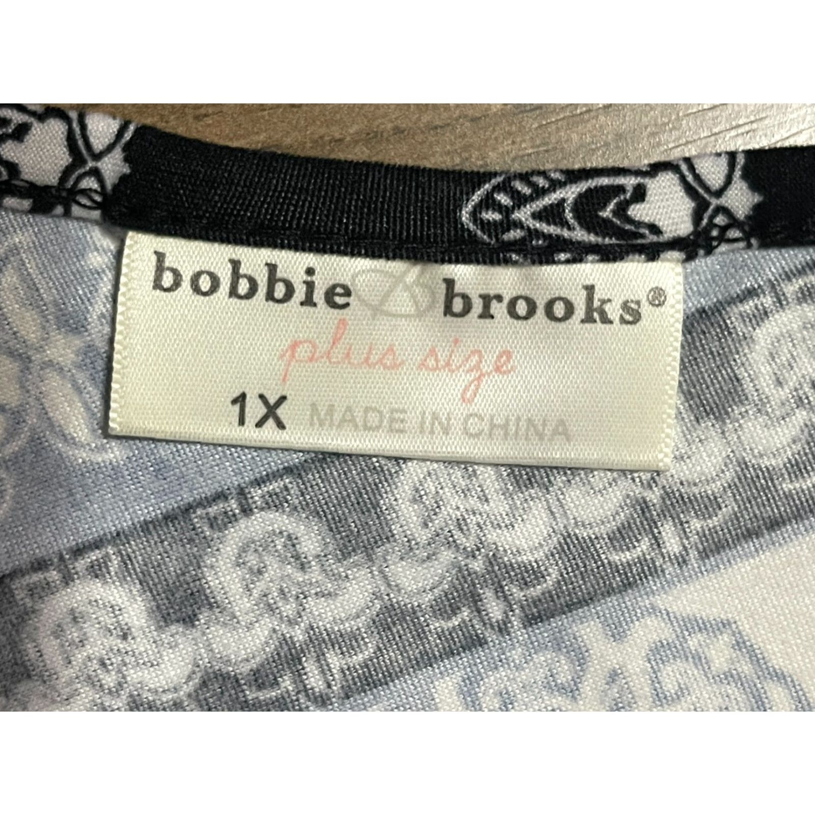 Vintage Bobbie Brooks Dress Women's Plus Size 1X Black White Blue Floral Paisley Striped Short A-Line Casual Size XL / US 12-14 / IT 48-50 - 6 Thumbnail
