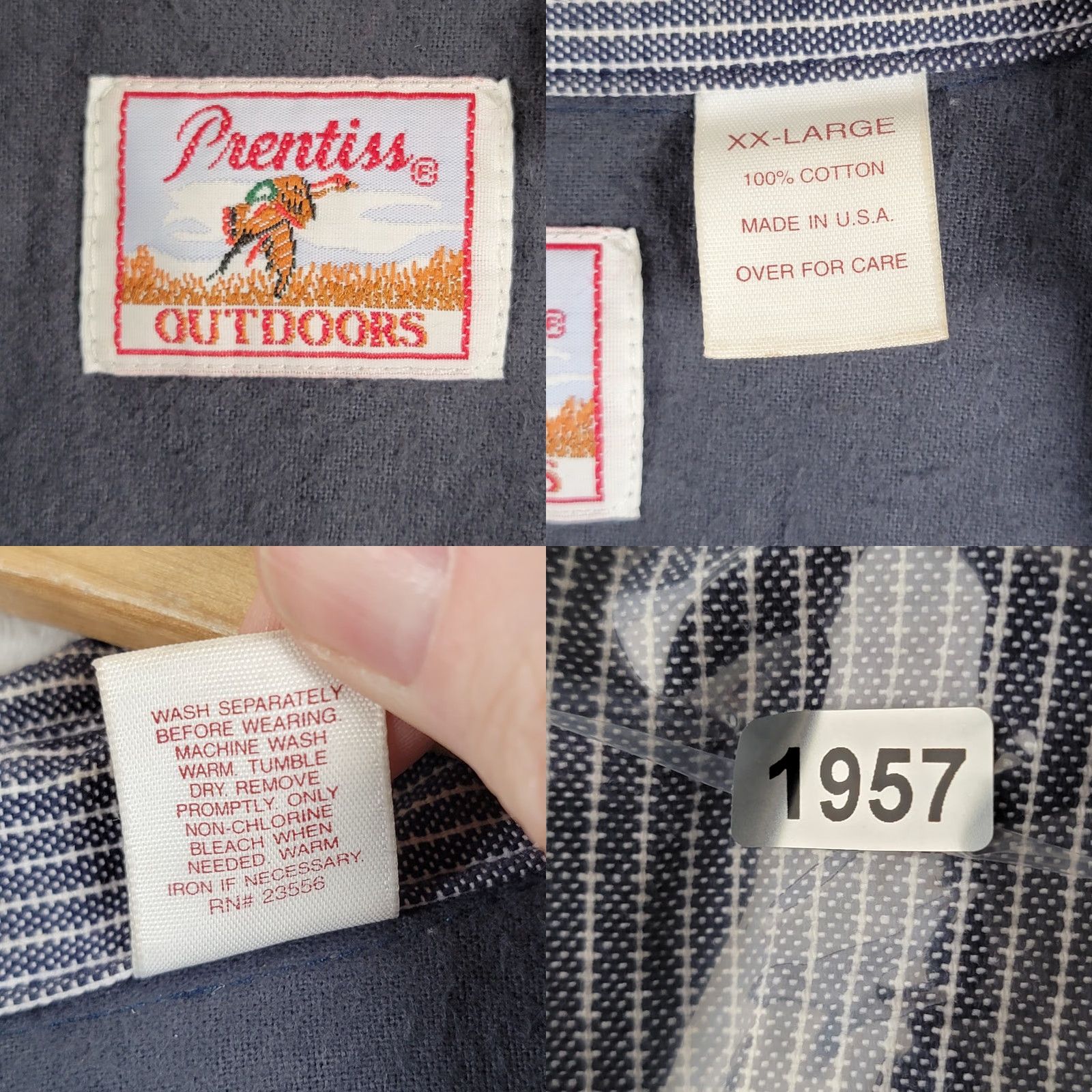 Vintage Prentiss Mens Button-Up Shirt Chest Pockets Blue Long Sleeve XXL Size Regular Fit Casual Vintage: No Size US XXL / EU 58 / 5 - 10 Thumbnail