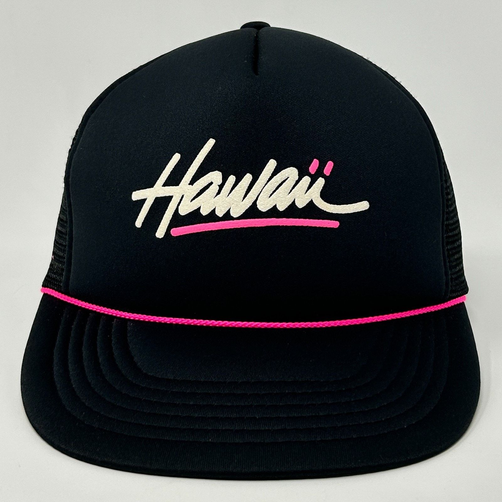 Vintage Vintage 90s Hawaii Trucker Hat Baseball Cap Rope Cord Black Size ONE SIZE - 1 Thumbnail