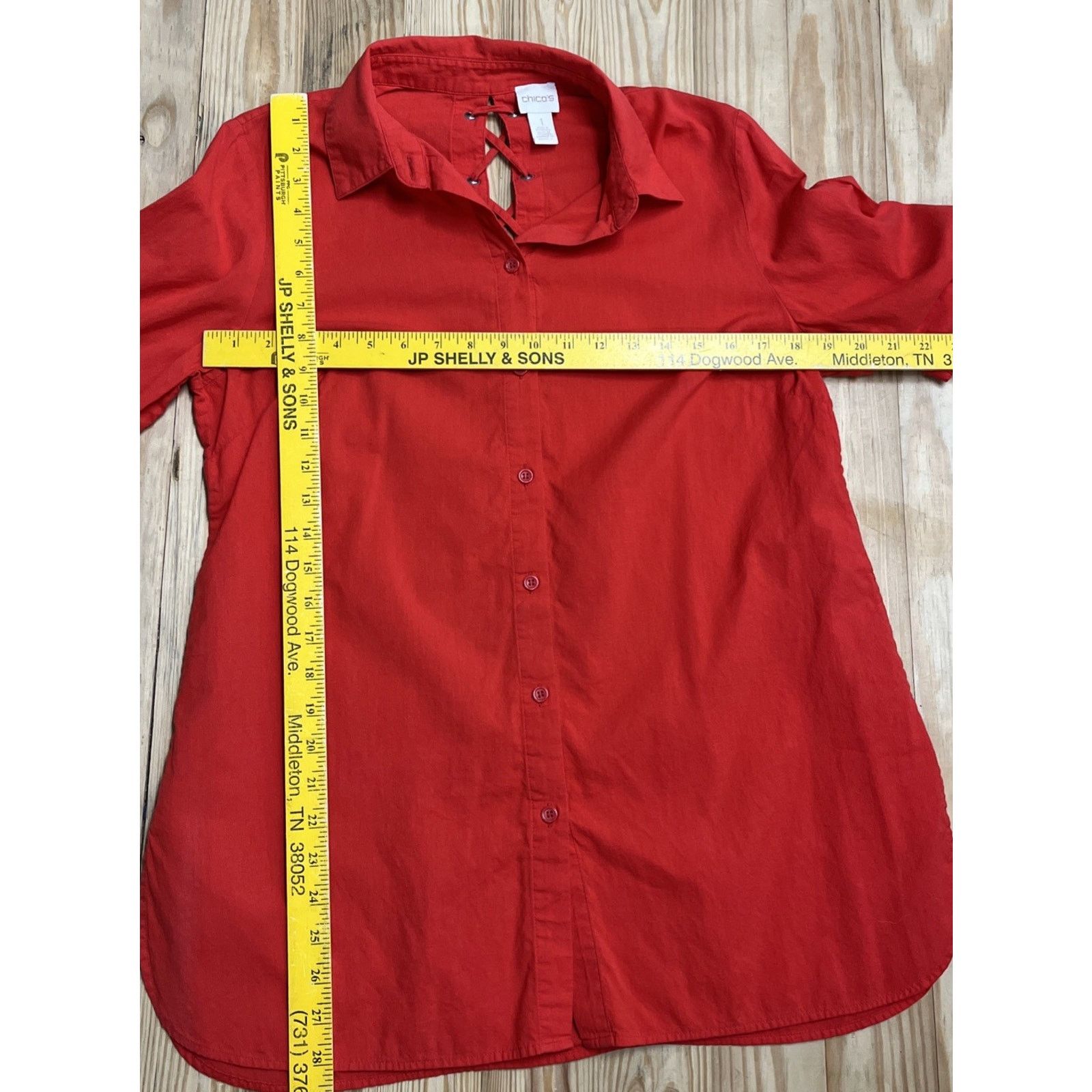 Chicos Chicos 1 Stretch Button Front Tunic Shirt Womens Orange Size ONE SIZE - 5 Thumbnail