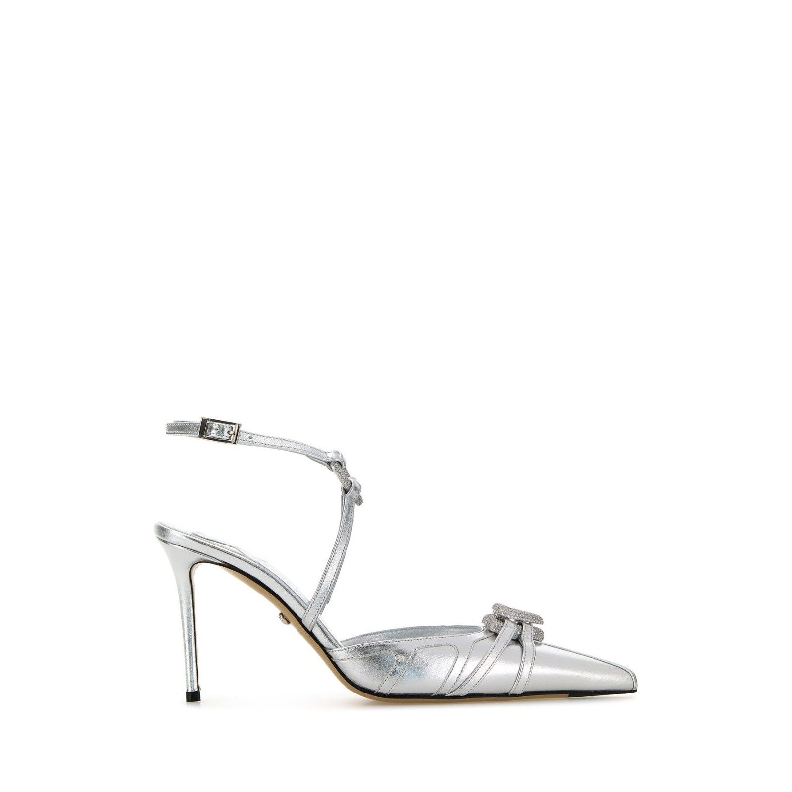 MACH&MACH Silver Leather 95mm Heel Pumps New & Authentic (W