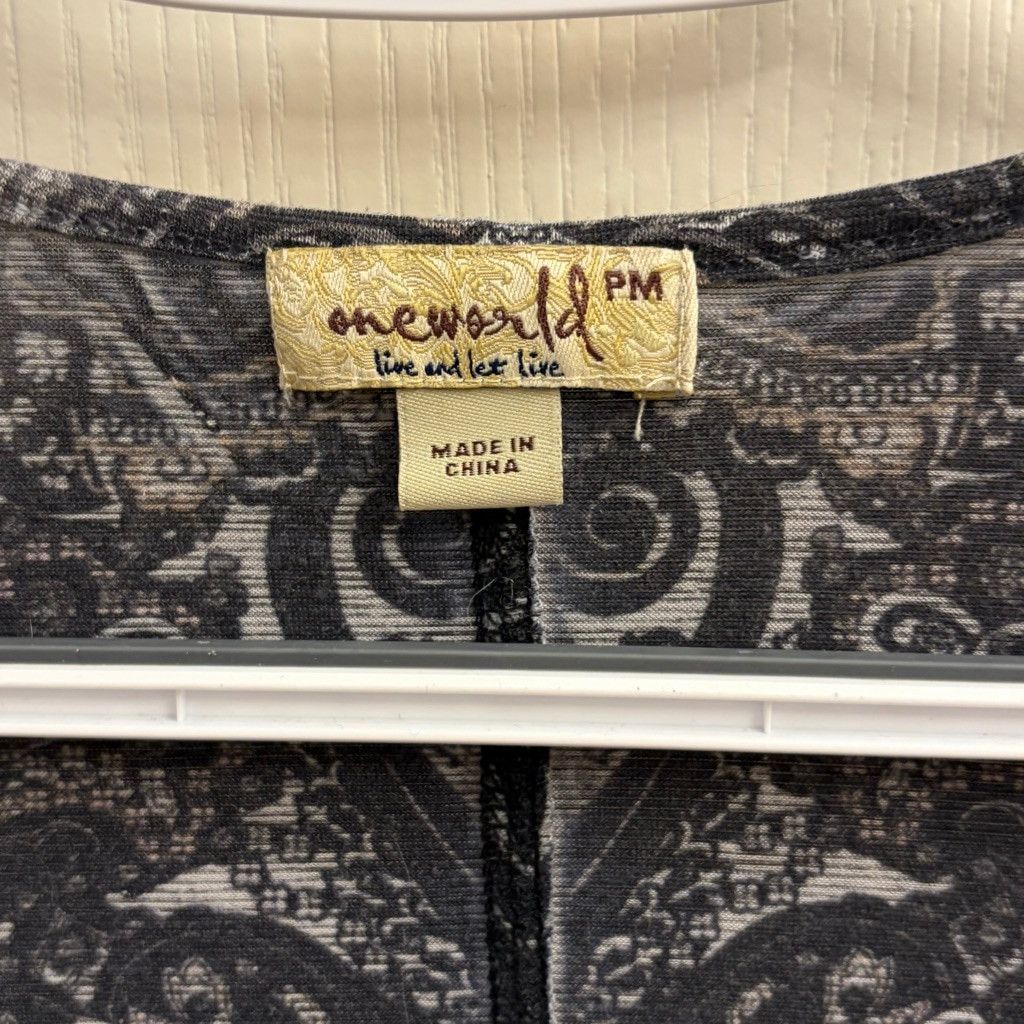 Affliction One World Live and Let Live Gray Paisley Henley Top flutter Size M / US 6-8 / IT 42-44 - 3 Thumbnail