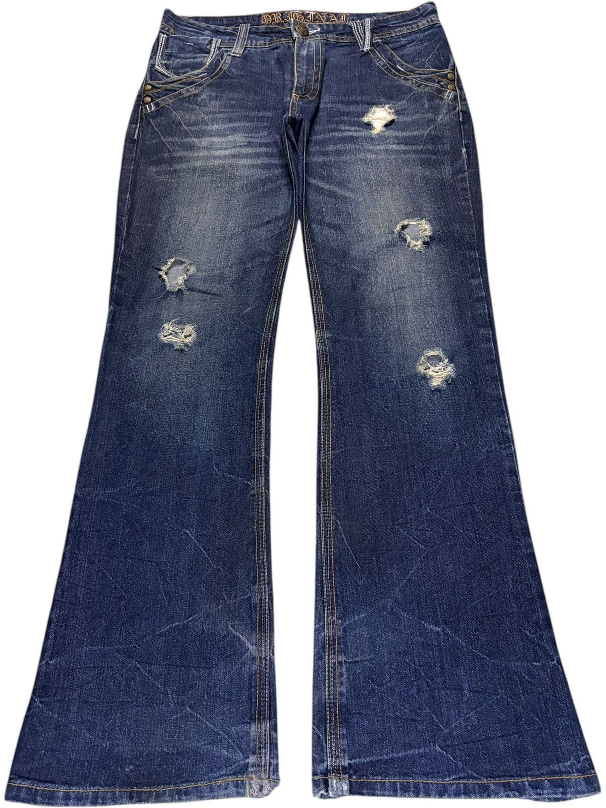 Japanese Brand Vintage Japanese Brand Mud Wash Distressed Flare Jeans Size 34" / US 12 / IT 48 - 1 Thumbnail