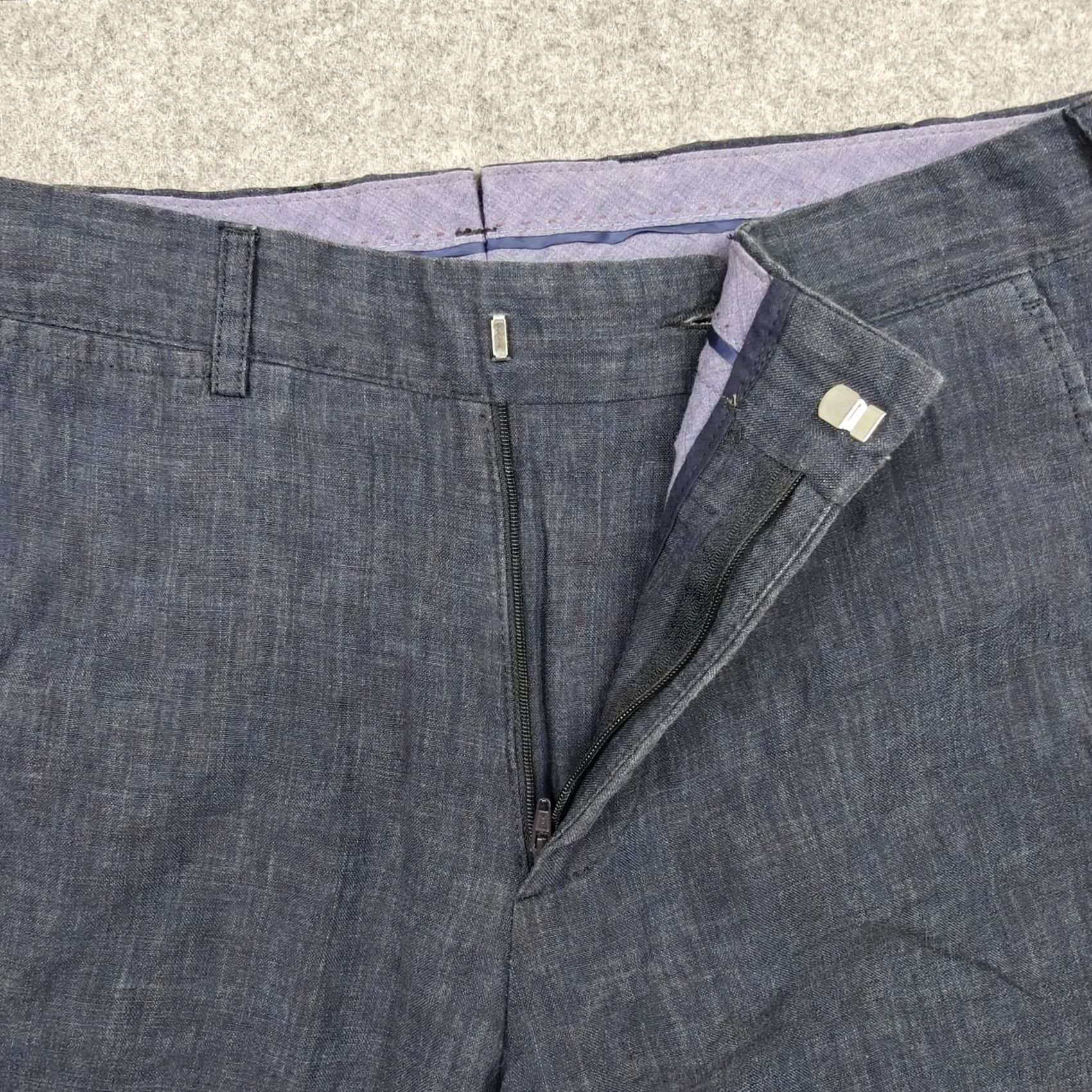 Vintage Emile Lafaurie Pants Mens 30x27 Blue Linen Dress Straight Leg Lightweight Dress Pants Blue Linen Pants Mens 30 27 Slim? Size US 30 / EU 46 - 4 Thumbnail
