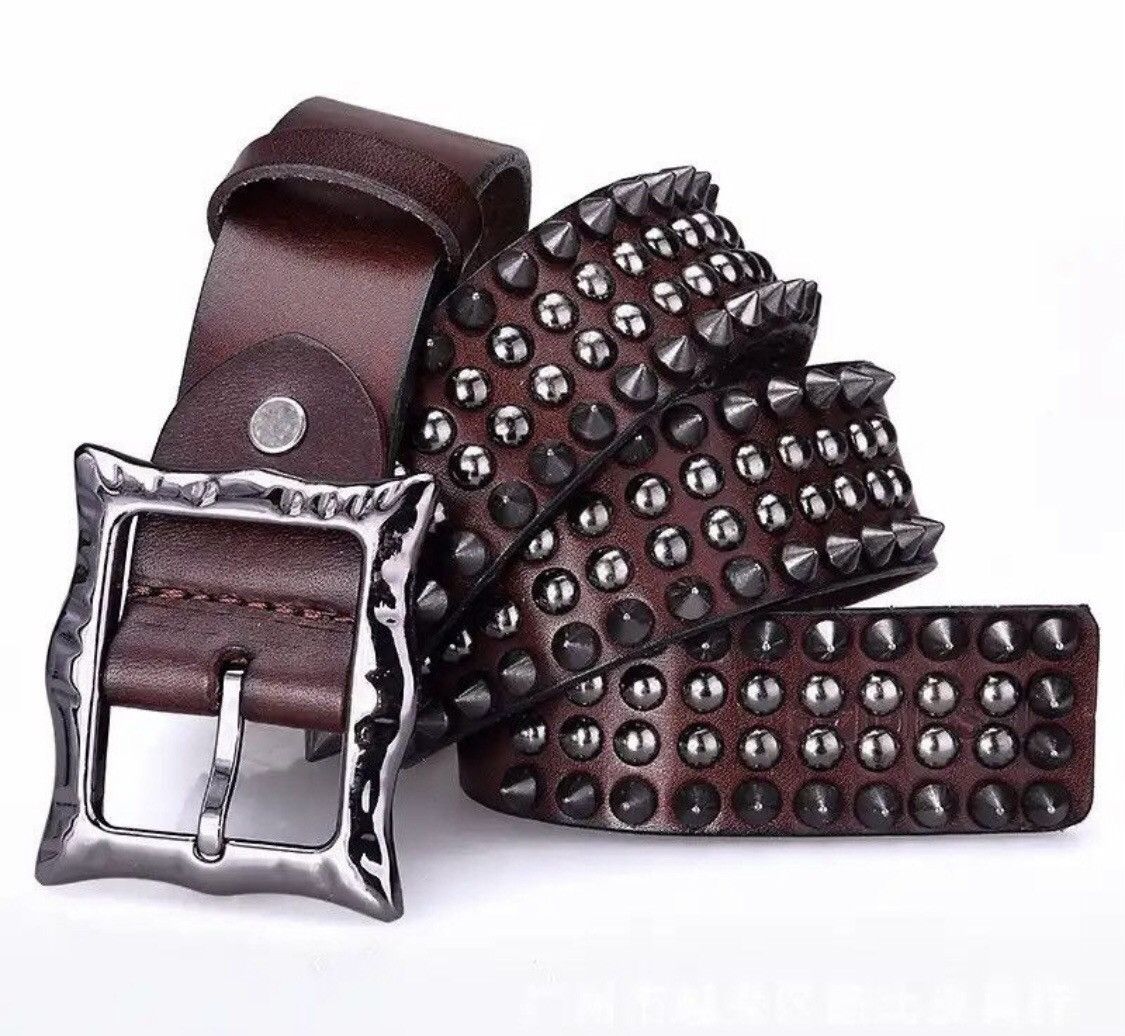 Japanese Brand Leather Spike Rivet Studded Belt Size ONE SIZE - 2 Thumbnail