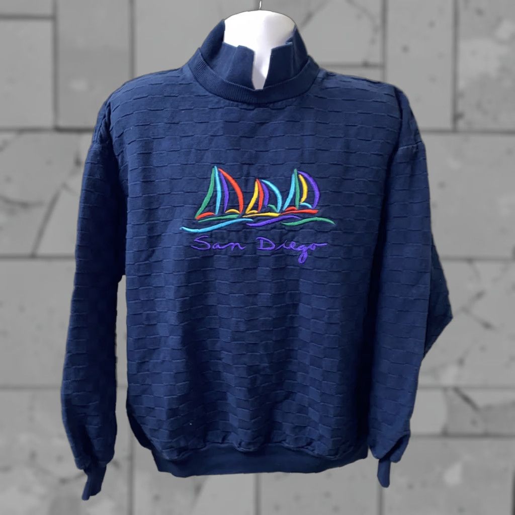 Danton VINTAGE Canton USA Mens Blue Long Sleeve SAN DIEGO Sweater Size M USA Size US M / EU 48-50 / 2 - 1 Thumbnail