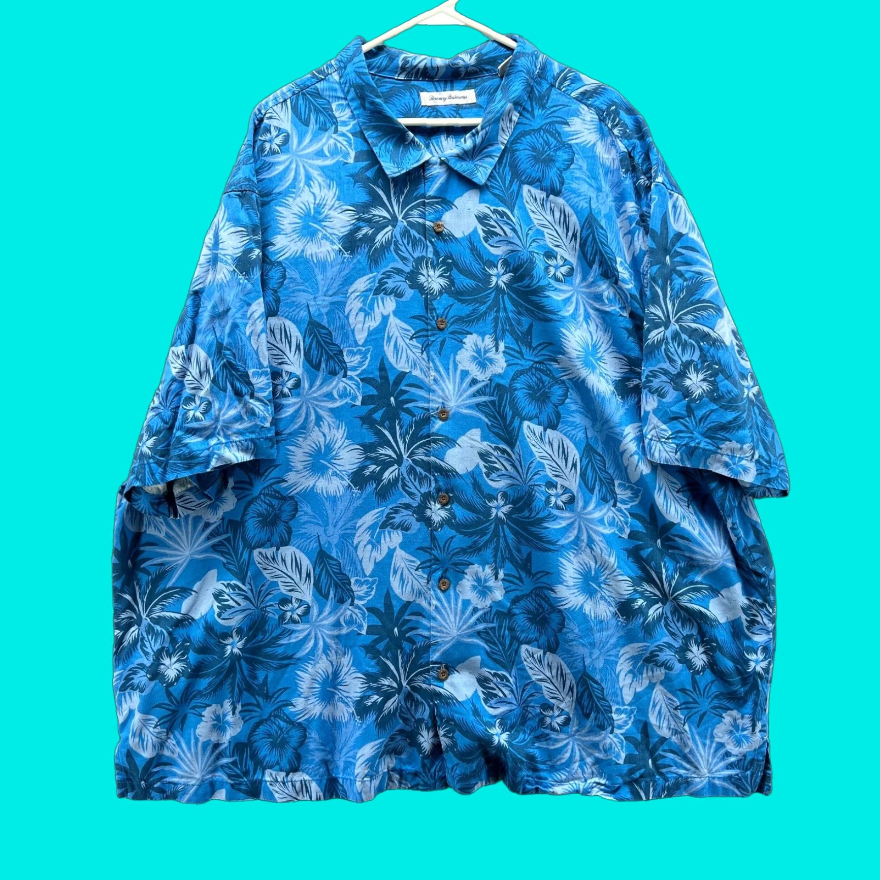 Tommy Bahama Tommy Bahama Shirt Mens 4XLB Blue Button-Down Hawaiian Floral Silk Big & Tall Casual Shirt Size US XXL / EU 58 / 5 - 1 Thumbnail