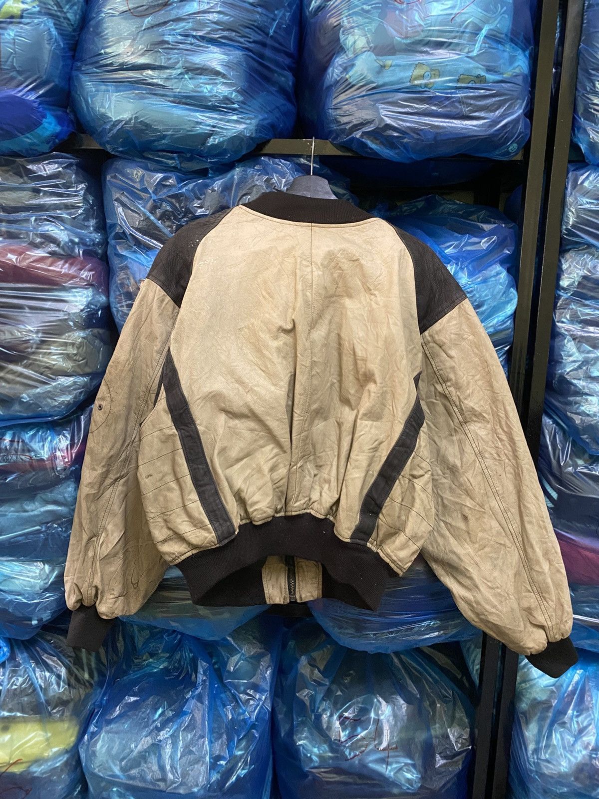 Other Mike Kurtis Paris Two-Tone Leather Bomber Jacket Distressed Size US L / EU 52-54 / 3 - 8 Thumbnail