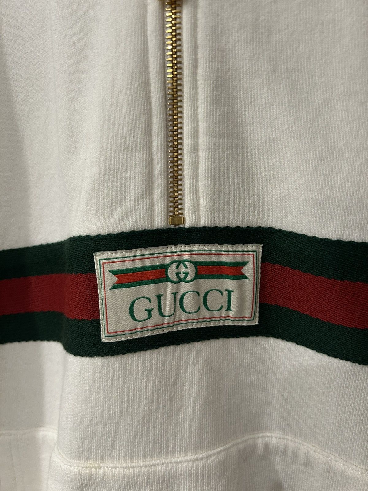 Gucci Gucci Web Stripe Half Zip Hoodie White Size S Size US S / EU 44-46 / 1 - 3 Thumbnail