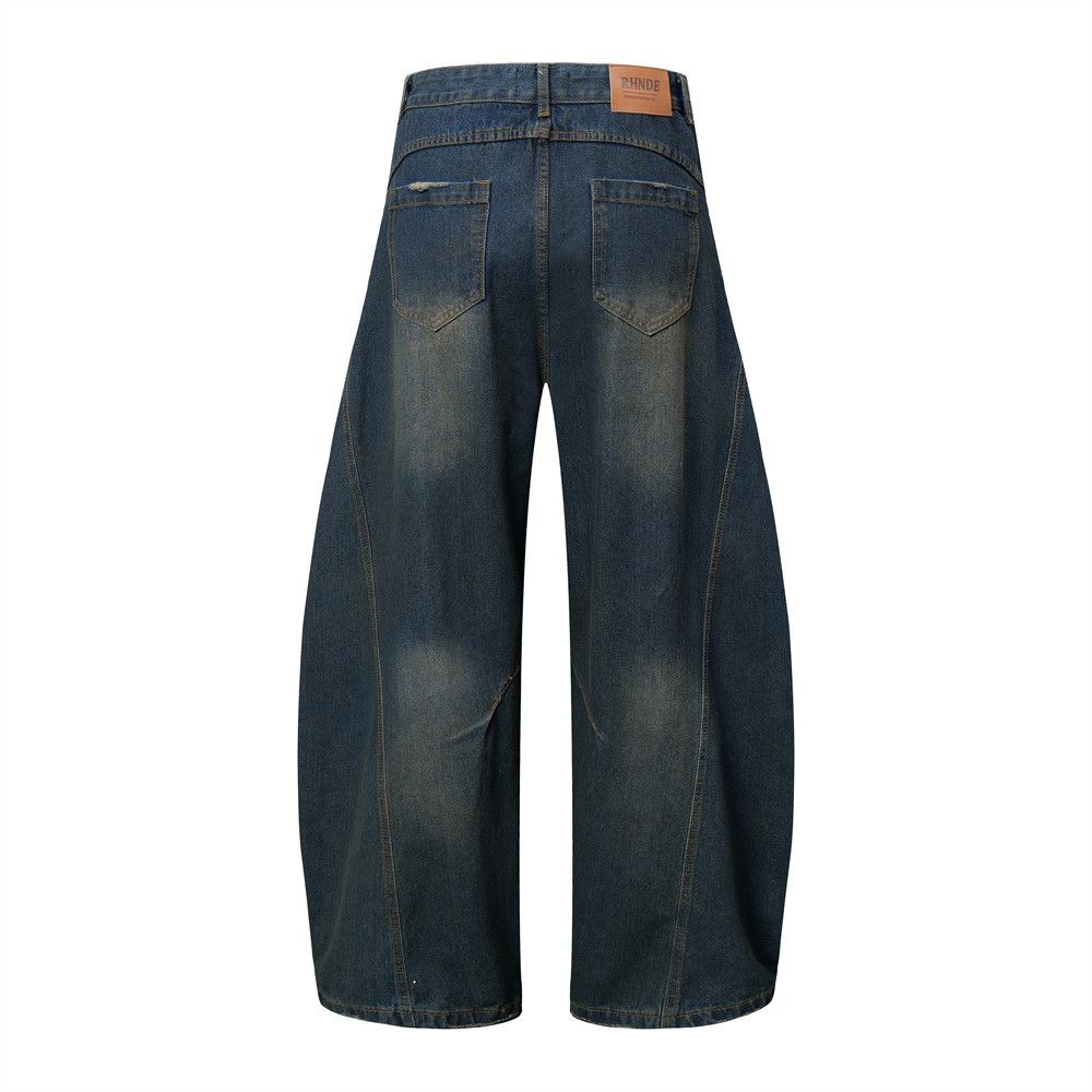 Japanese Brand × Jean Men's punk washed distressed loose wide-leg scimitar jeans Size US 32 / EU 48 - 3 Thumbnail