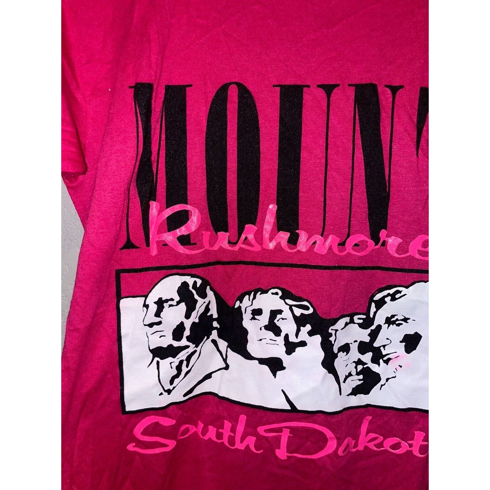 Jerzees Vintage Mount Rushmore Shirt SD South Dakota Pink Tee 90s M Size US M / EU 48-50 / 2 - 2 Thumbnail