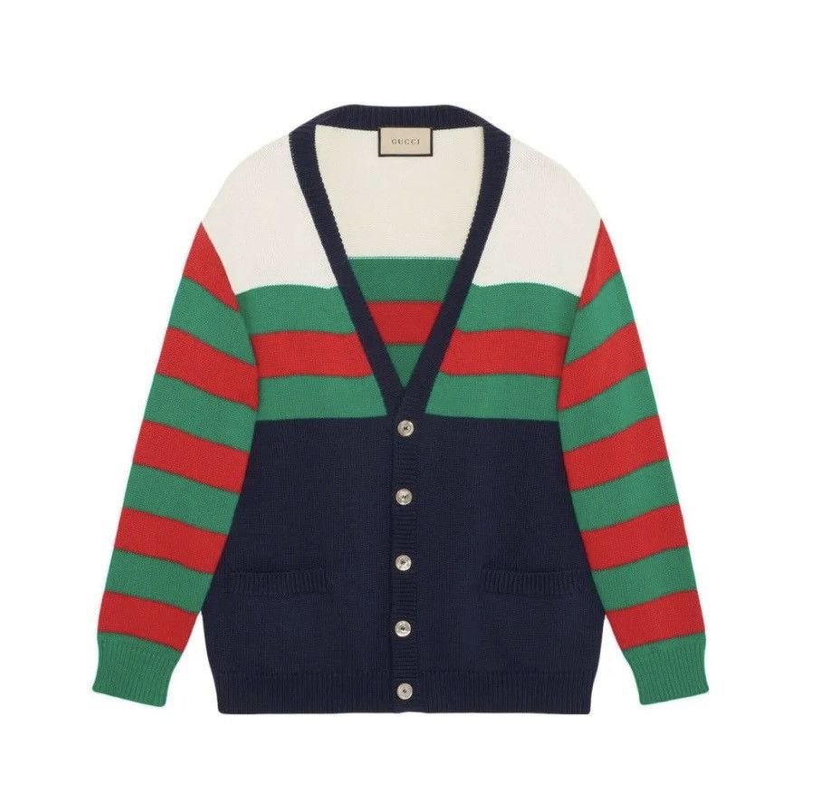 Gucci Gucci Striped Button Up Cotton & Wool Cardigan size L Size US L / EU 52-54 / 3 - 1 Thumbnail