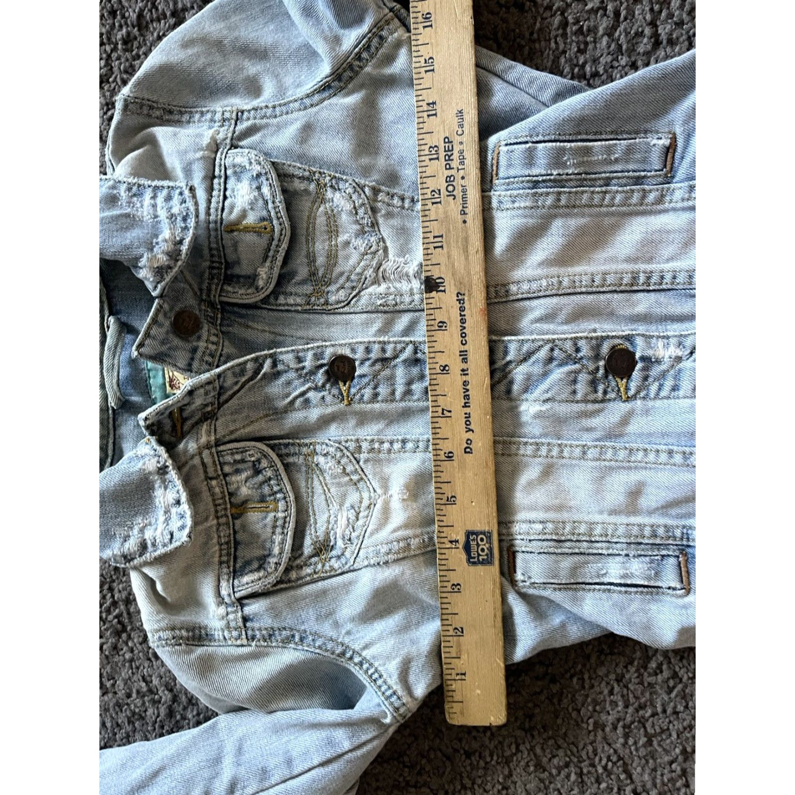 Abercrombie & Fitch Abercrombie & Fitch Women's Denim Jacket Blue Distressed Washed Size S Button Front Size 28" / US 6 / IT 42 - 4 Thumbnail