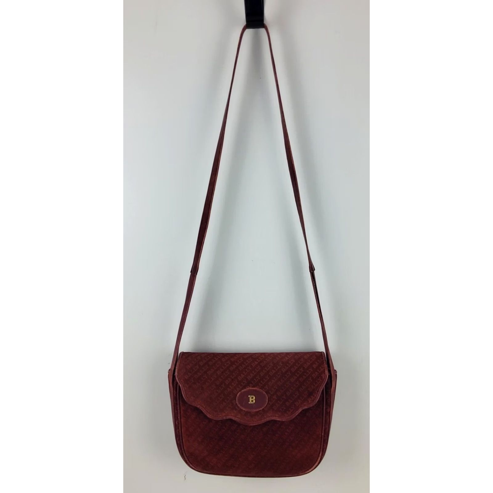 Bally VINTAGE Bally Signature Suede Shoulder Handbag Purse Bordeaux Women Small Bag Size ONE SIZE - 2 Thumbnail