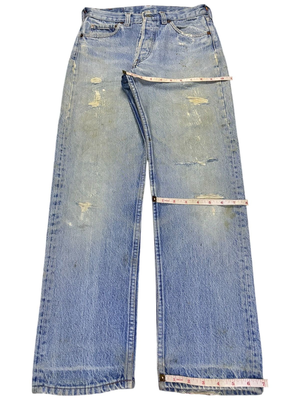 Levi's × Levi's Vintage Clothing Vintage 80s Levis 501 Mud Wash Distressed Jeans Size US 27 - 14 Thumbnail
