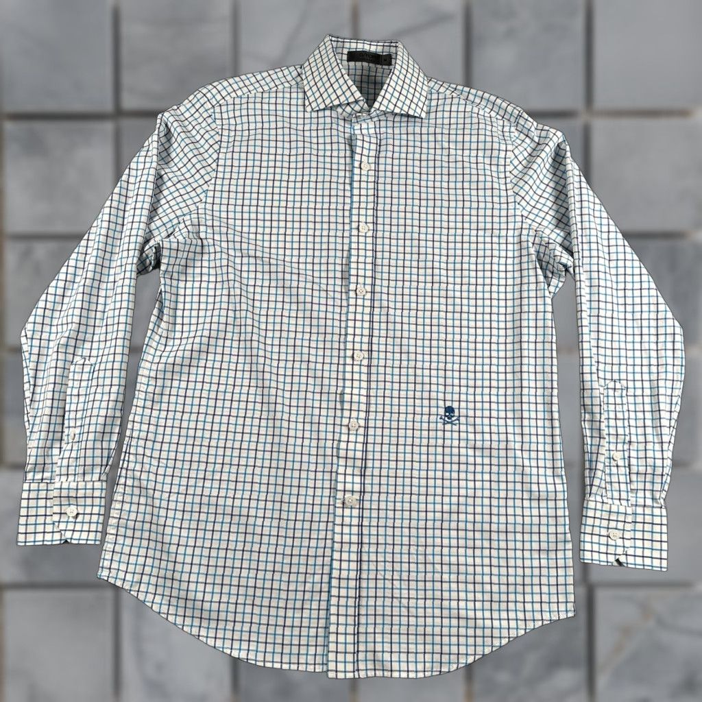 G/FORE G/FORE Men’s Casual Button-Down Shirt White Blue Check Medium Performance Size US M / EU 48-50 / 2 - 1 Thumbnail