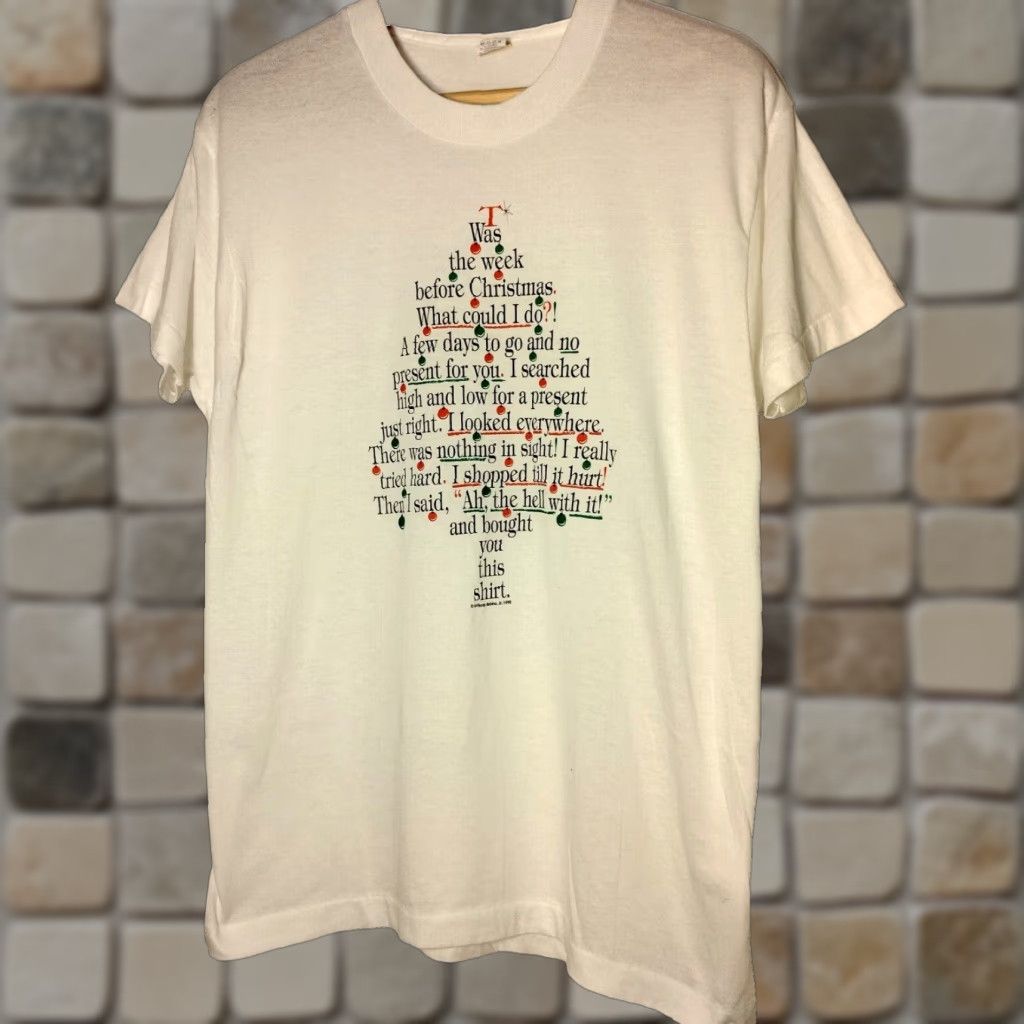 Vintage VINTAGE 90s Screen Stars Christmas T-Shirt Funny Gift Tree White XL Single Stitch Mens Size US XL / EU 56 / 4 - 1 Thumbnail