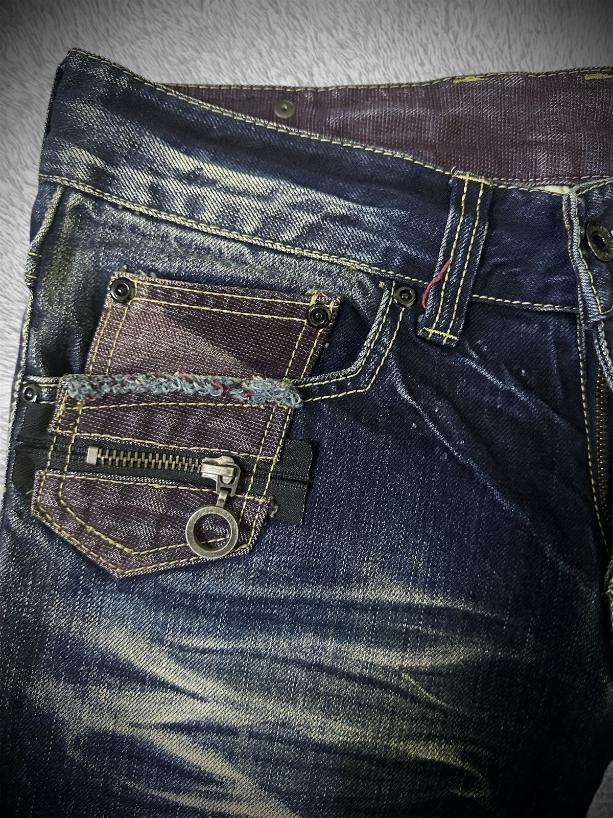 If Six Was Nine rare japanese brand semantic design bondage flare jeans Size US 31 - 4 Thumbnail