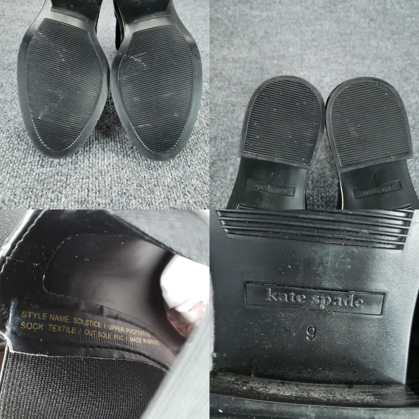Rains Kate Spade Boots Women's 9 Solstice Chelsea Rain Ankle Black PVC Rubber Leather Outsole Synthetic Fabric Upper Block Heel Pull On Style Chelsea Boots Size US 9 / IT 39 - 8 Thumbnail