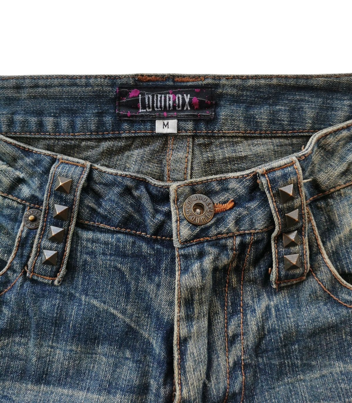 LOWBOX Archival Japanese Punk Studded Flare Jeans Lowbox Size US 31 - 10 Thumbnail
