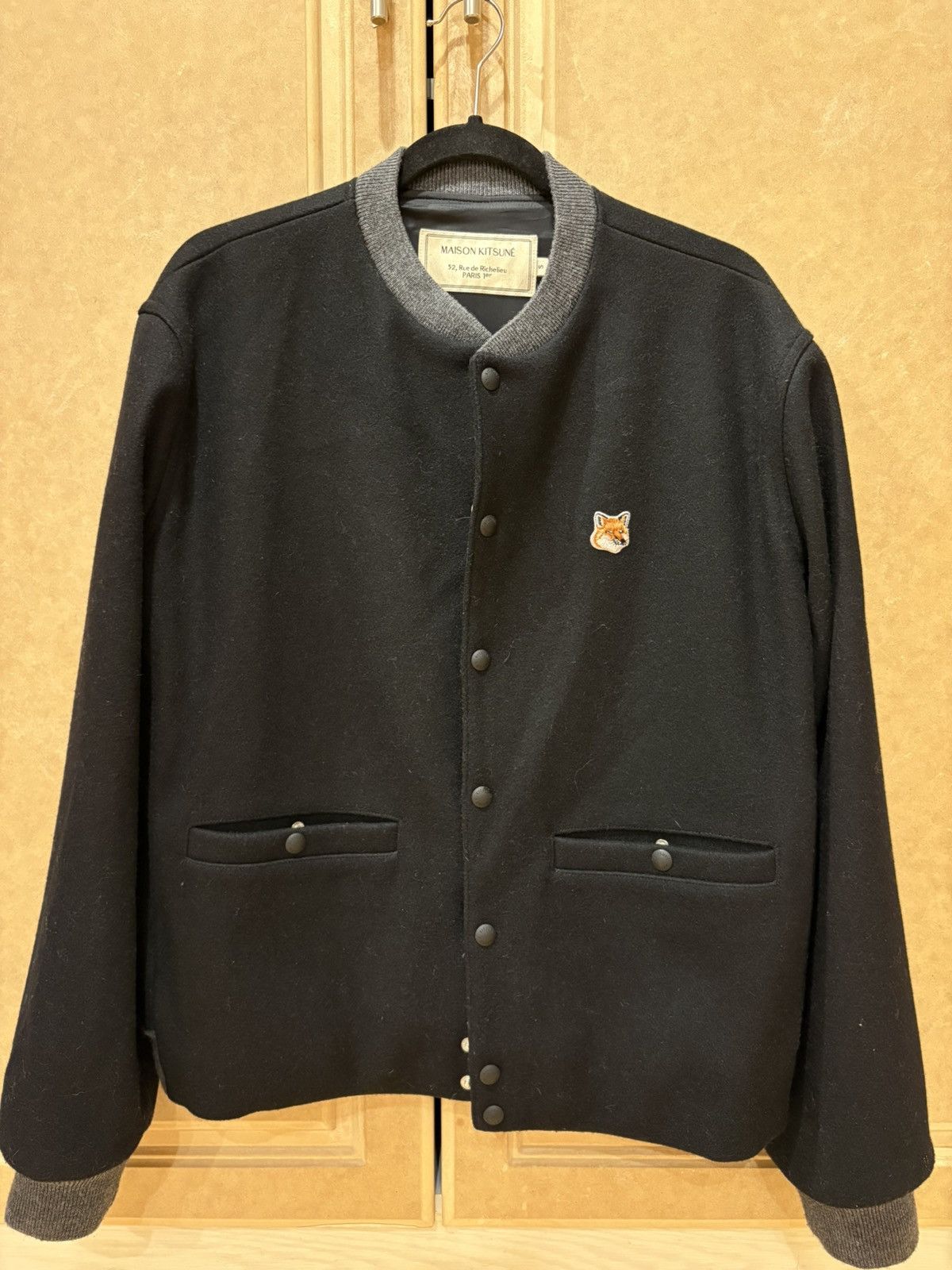 Maison Kitsune Maison Kitsuné Fox Head Wool Bomber Jacket Size US S / EU 44-46 / 1 - 3 Thumbnail