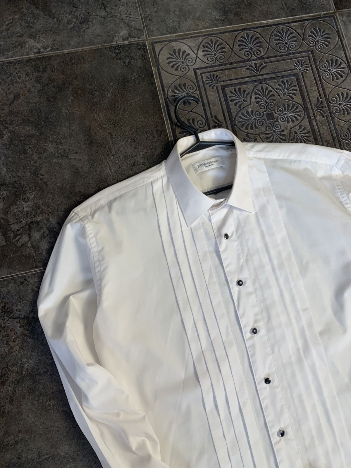 Vintage × Yves Saint Laurent Vintage YVES SAINT LAURENT White button Shirt Hong Kong Size US L / EU 52-54 / 3 - 6 Thumbnail