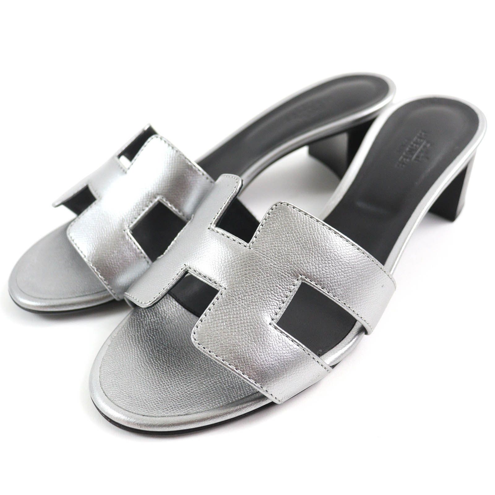 Hermes HERMES Oasis Sandals Leather Silver Gray 36 Leather Shoes 201144Z