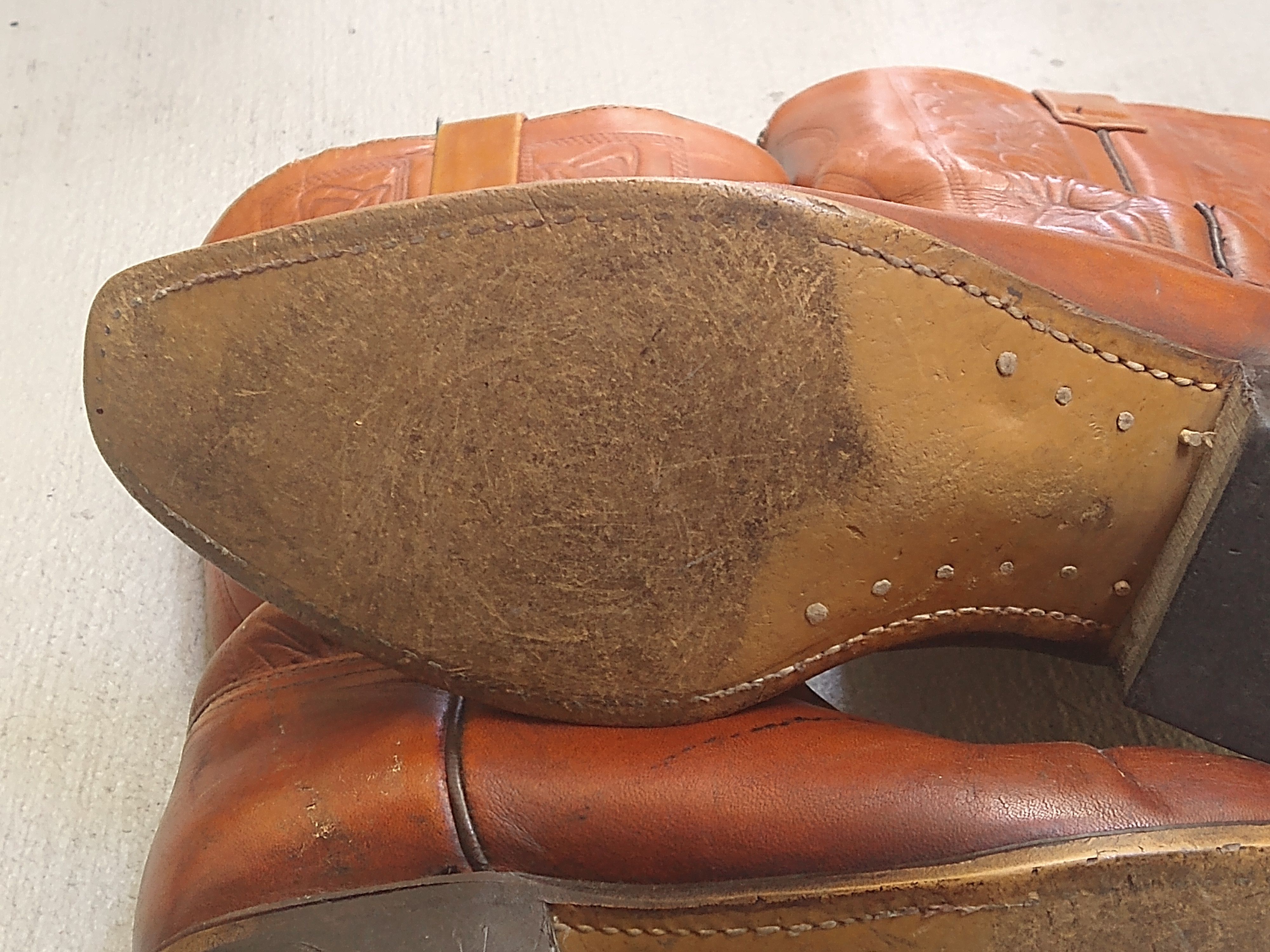 Genuine Leather Acme Cowboy Boots Size 9.5 Brown Leather Western Botas Size US 9.5 / EU 42-43 - 19 Thumbnail