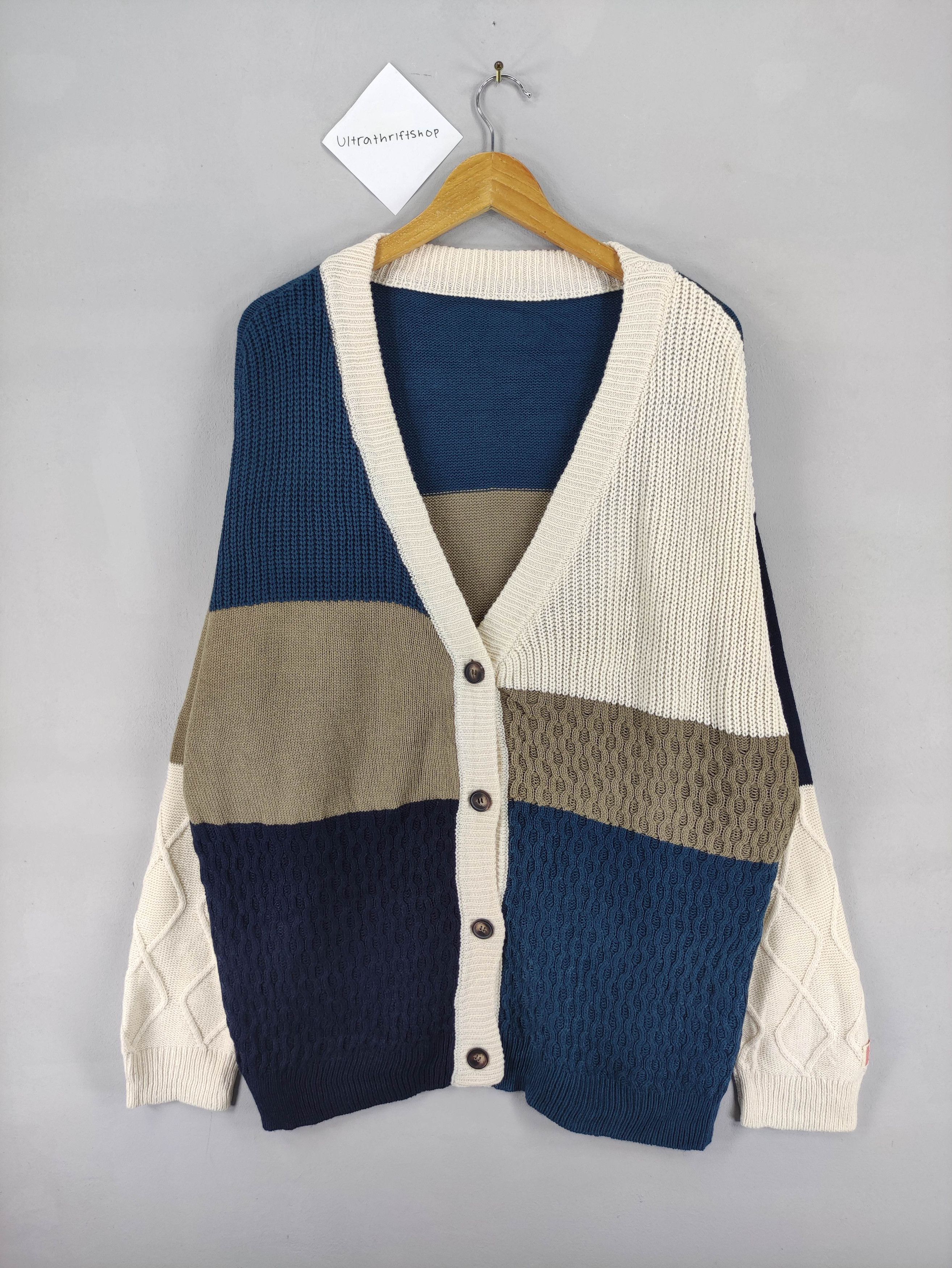 Japanese Brand Vintage Java Cardigan Acrylic Knit Sweater Block Colour Size US L / EU 52-54 / 3 - 1 Thumbnail