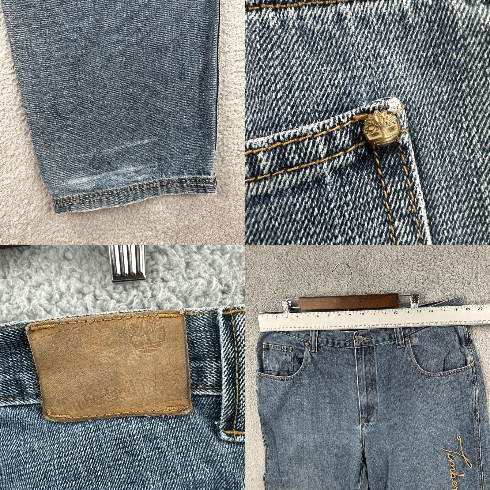 Timberland VINTAGE Timberland Jeans Mens 38x34 90s Hip Hop Baggy Wide-Leg Embroidered Logo Blue Size US 38 / EU 54 - 9 Thumbnail