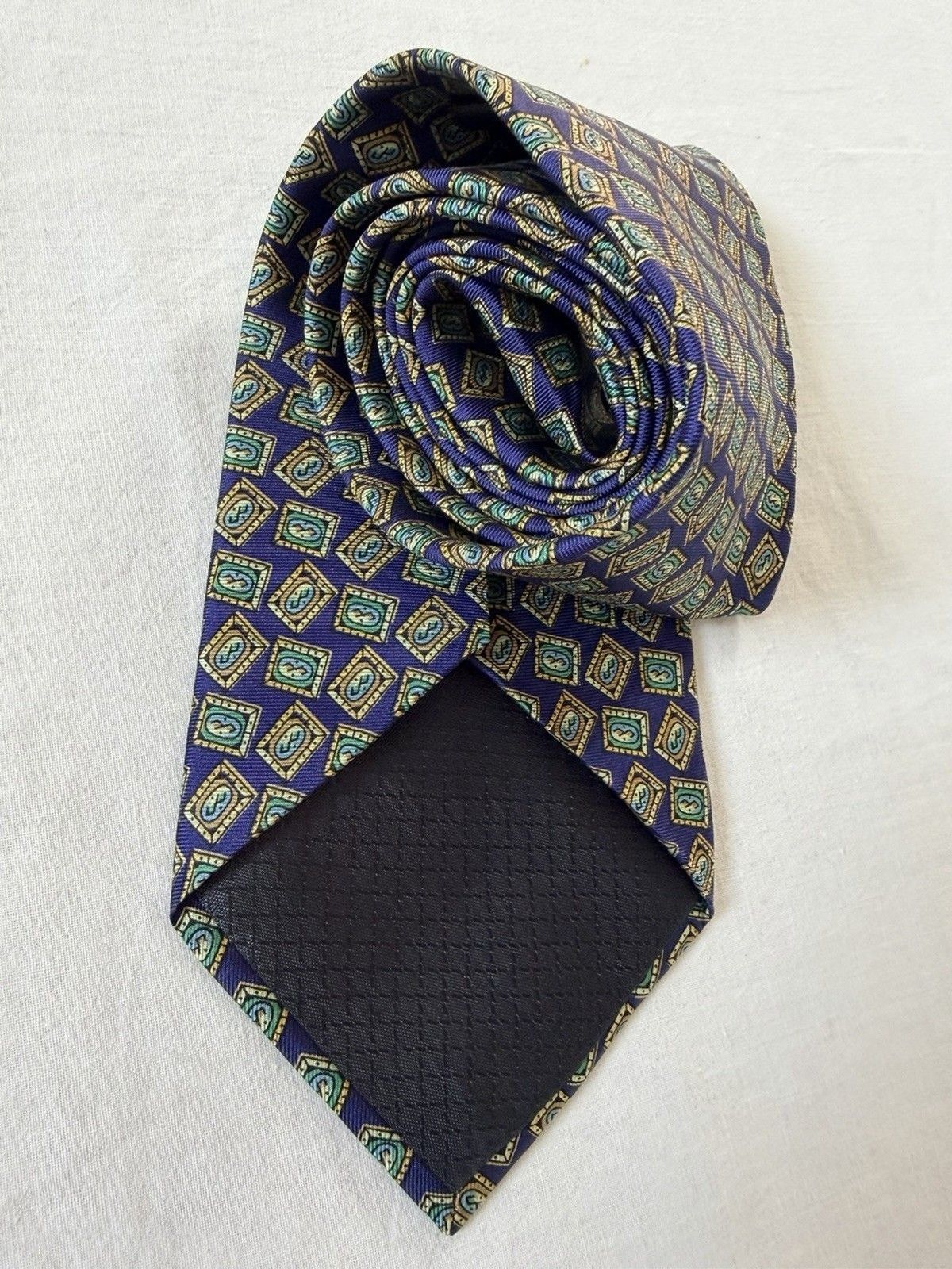 Christian Dior Monsieur Vtg Christian Dior Monsieur Silk Tie Purple Geometric 55" Size ONE SIZE - 7 Thumbnail
