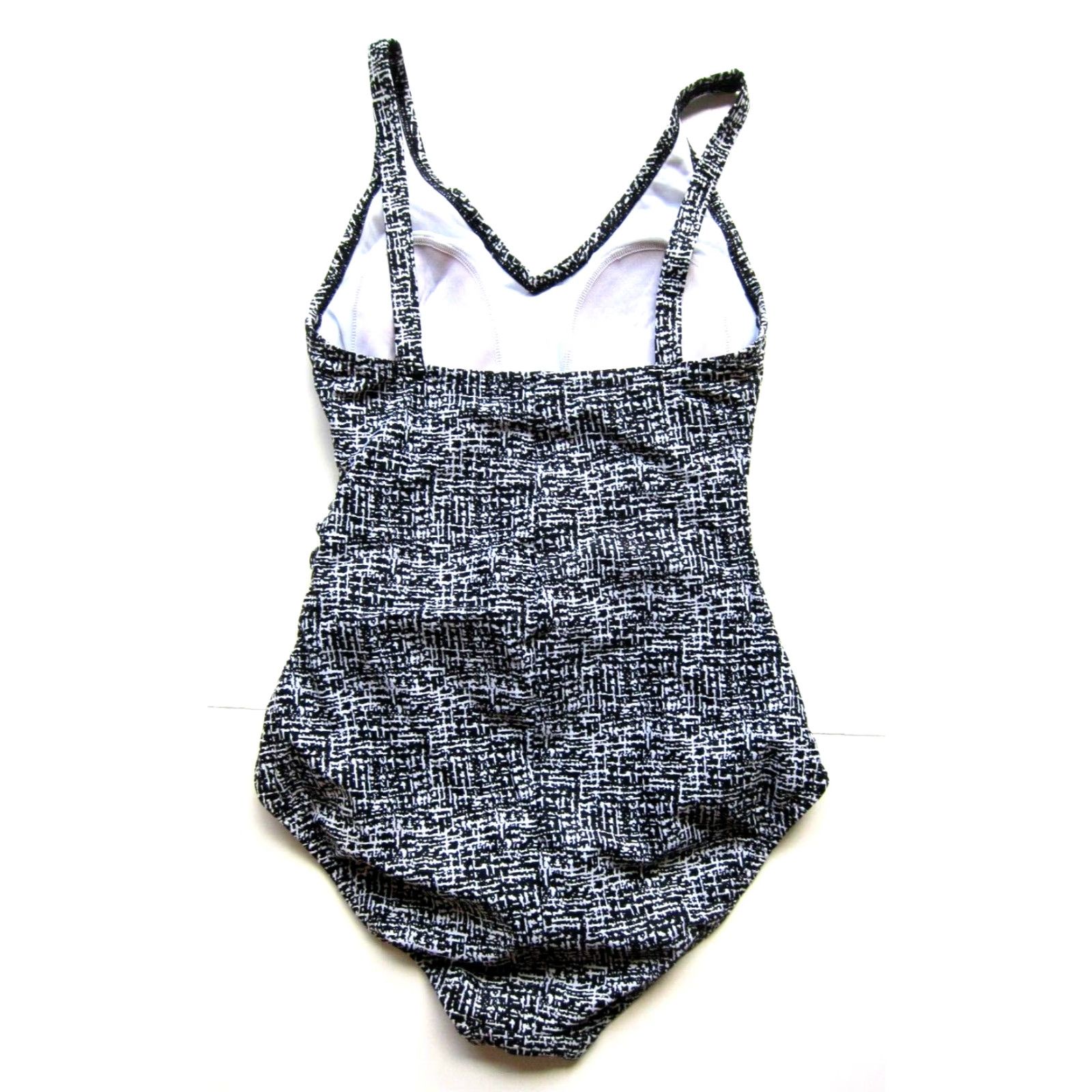 Speedo VINTAGE Speedo One Piece Swimsuit Women 6 Black Slimming Plaid Pattern Wide Strap Size ONE SIZE - 2 Thumbnail