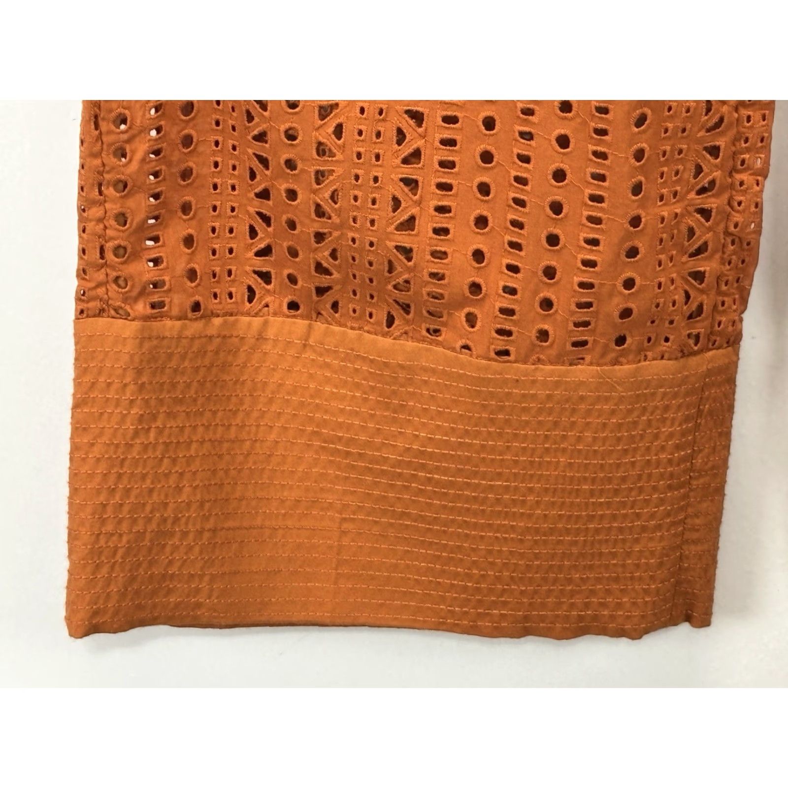 Zara ZARA Pants Women's Large Burnt Orange Embroidered Cutwork Eyelet Wide-Leg Ankle Size 36" / US 14 / IT 50 - 5 Thumbnail