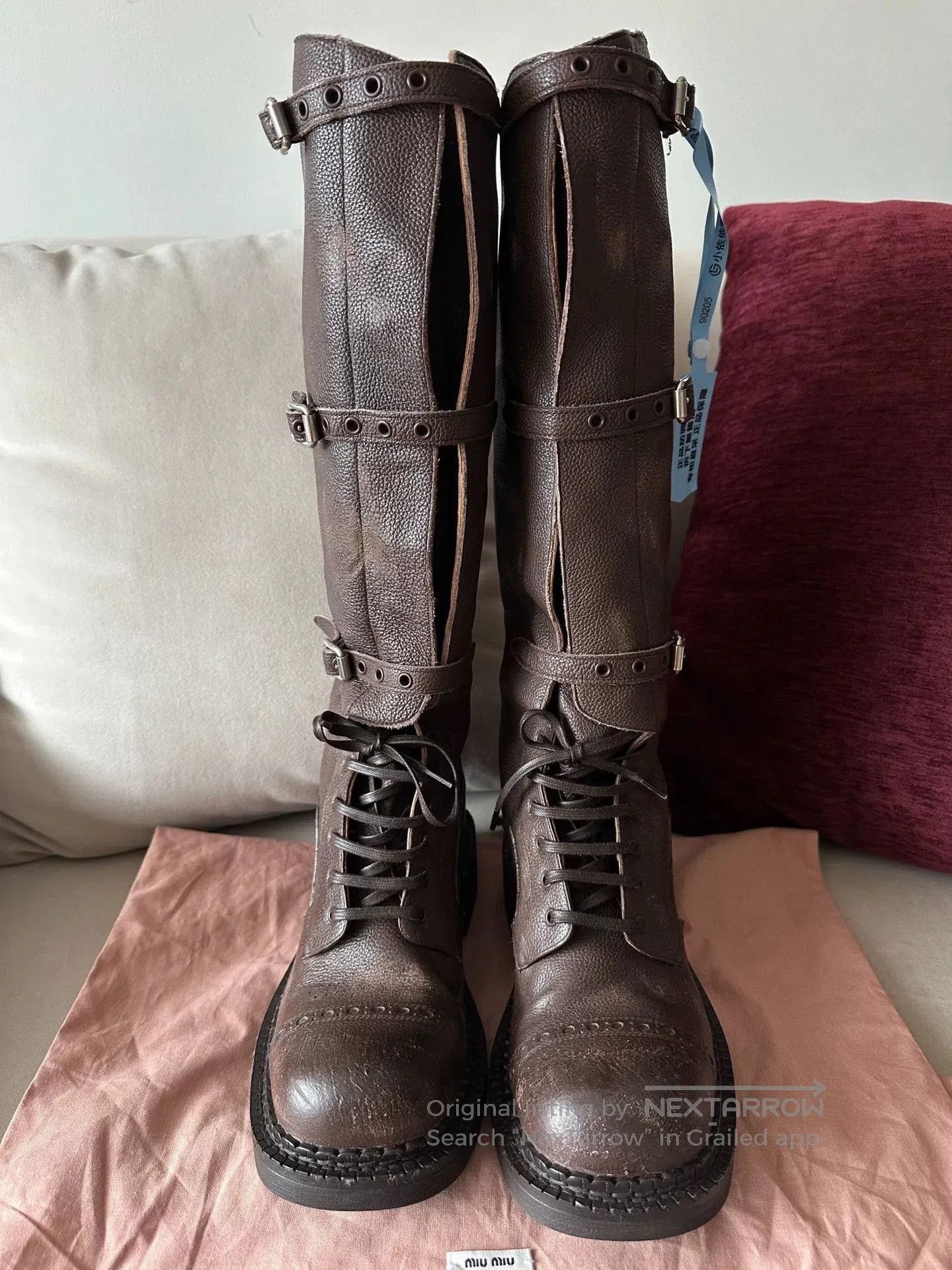 Miu Miu MIU MIU Brown Leather Knee-High Boots. Size US 4 / IT 34 - 3 Thumbnail