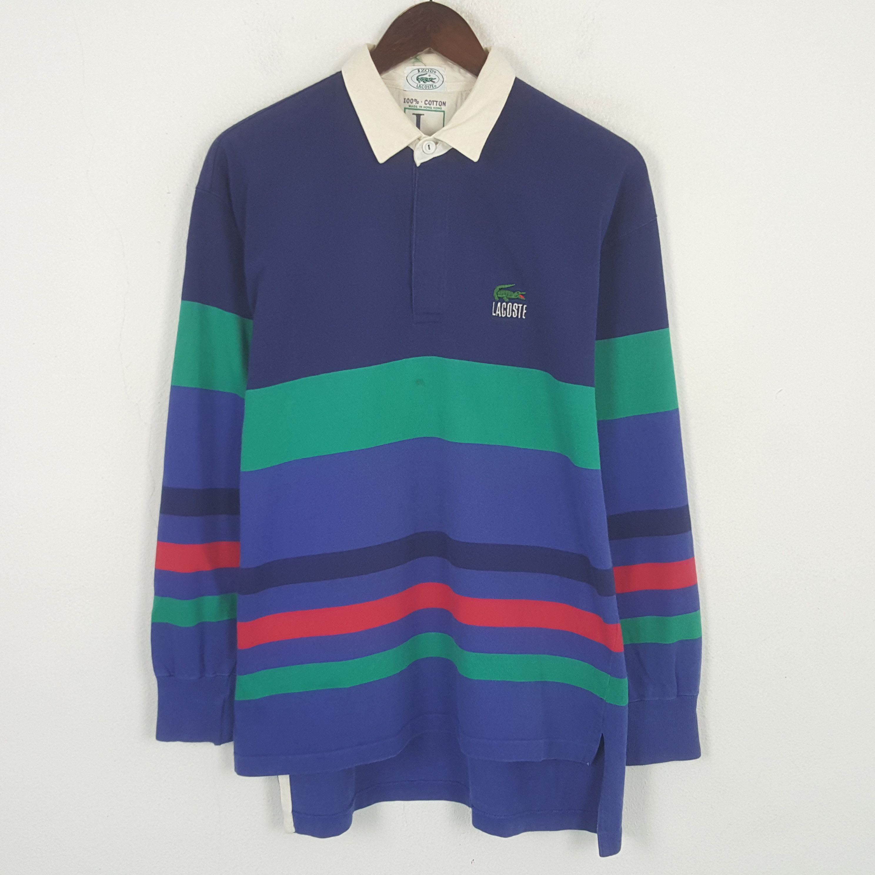 Lacoste Vintage Lacoste Rugby Striped Sport Polos Shirt Size US L / EU 52-54 / 3 - 1 Thumbnail
