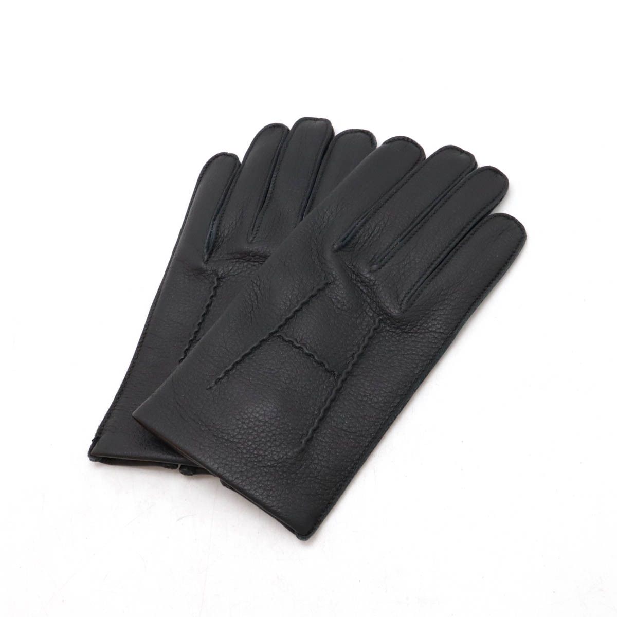 Hermes Hermes Hermes Deerskin H Stitch Gloves Black Leather Gloves DUTY FREE for USA Size ONE SIZE - 1 Thumbnail