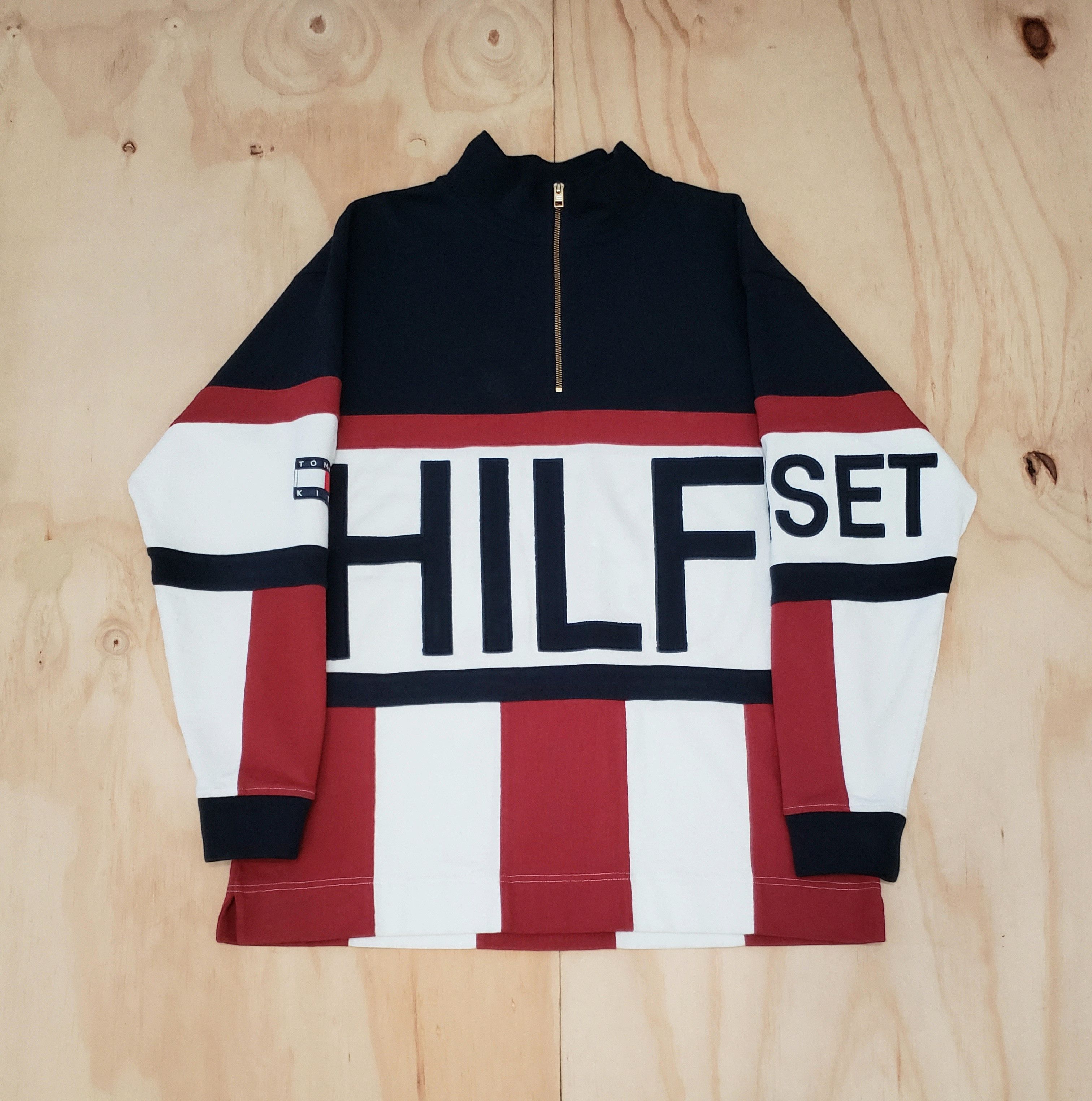 image of Kith Tommy Hilfiger Colorblock Logo Quarter Zip, Men's (Size Large)