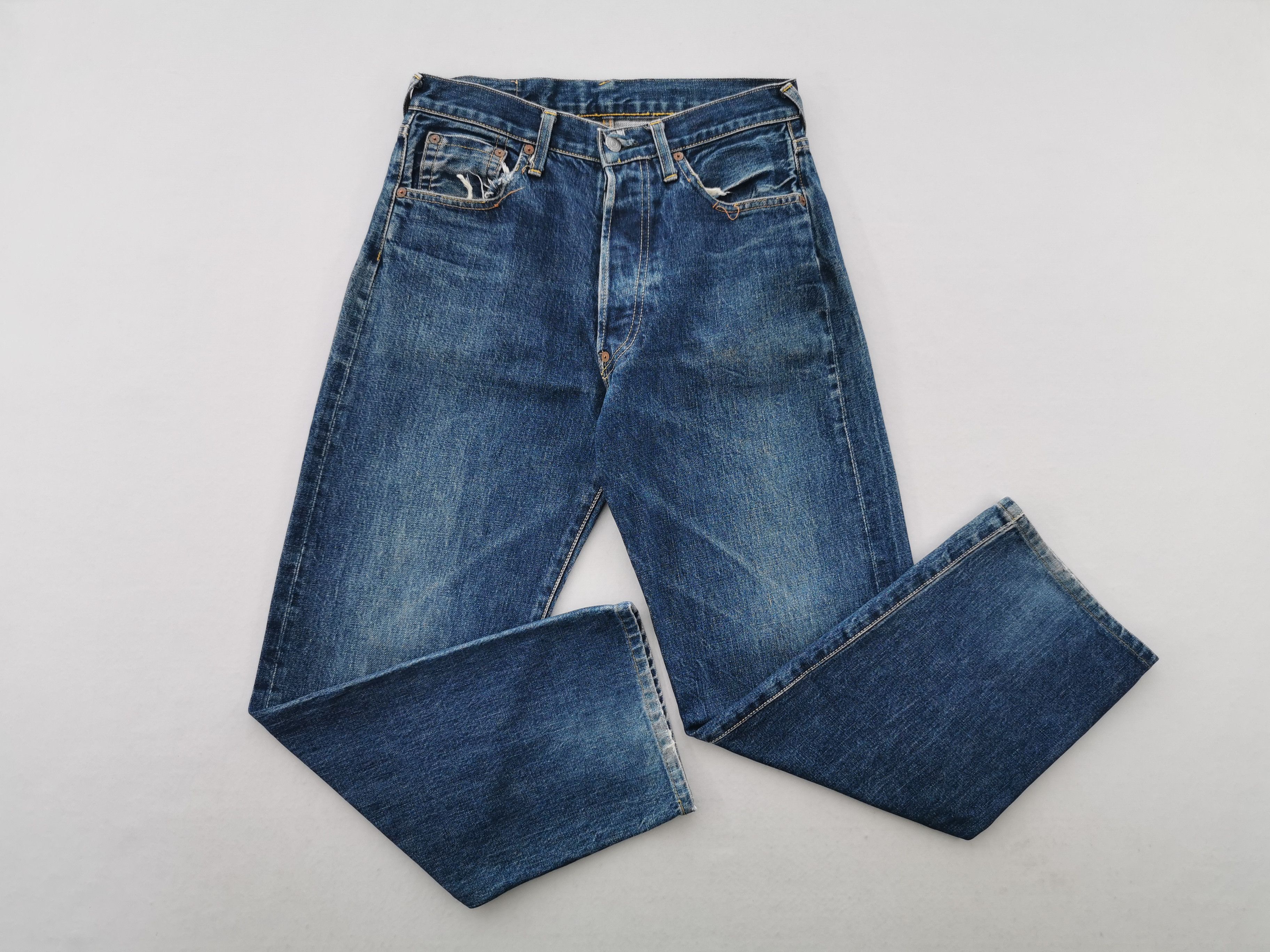 Vintage Vintage 90s Evis Lot 2601 Logo Selvedge Denim Size 30/29x34 Size US 30 / EU 46 - 4 Thumbnail