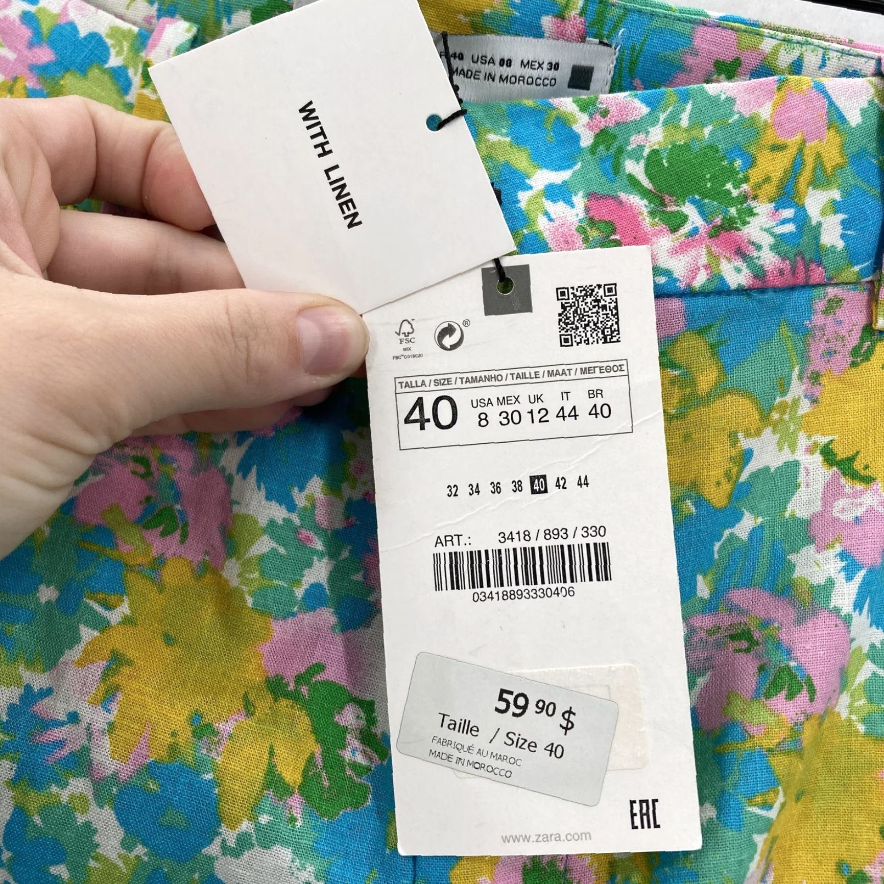 Zara Zara Pants Womens 8 Blue Floral Linen Blend Flare Cropped Boho Festival Hippie Pants Womens 8 Blue Floral Linen Blend Flare Cropped Boho Hippie Size 30" / US 8 / IT 44 - 4 Thumbnail