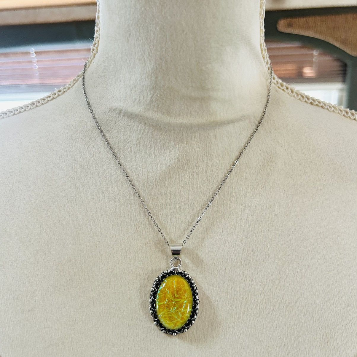 Handmade Handcrafted simulated opal dogtooth 925 sterling necklace Size ONE SIZE - 2 Thumbnail