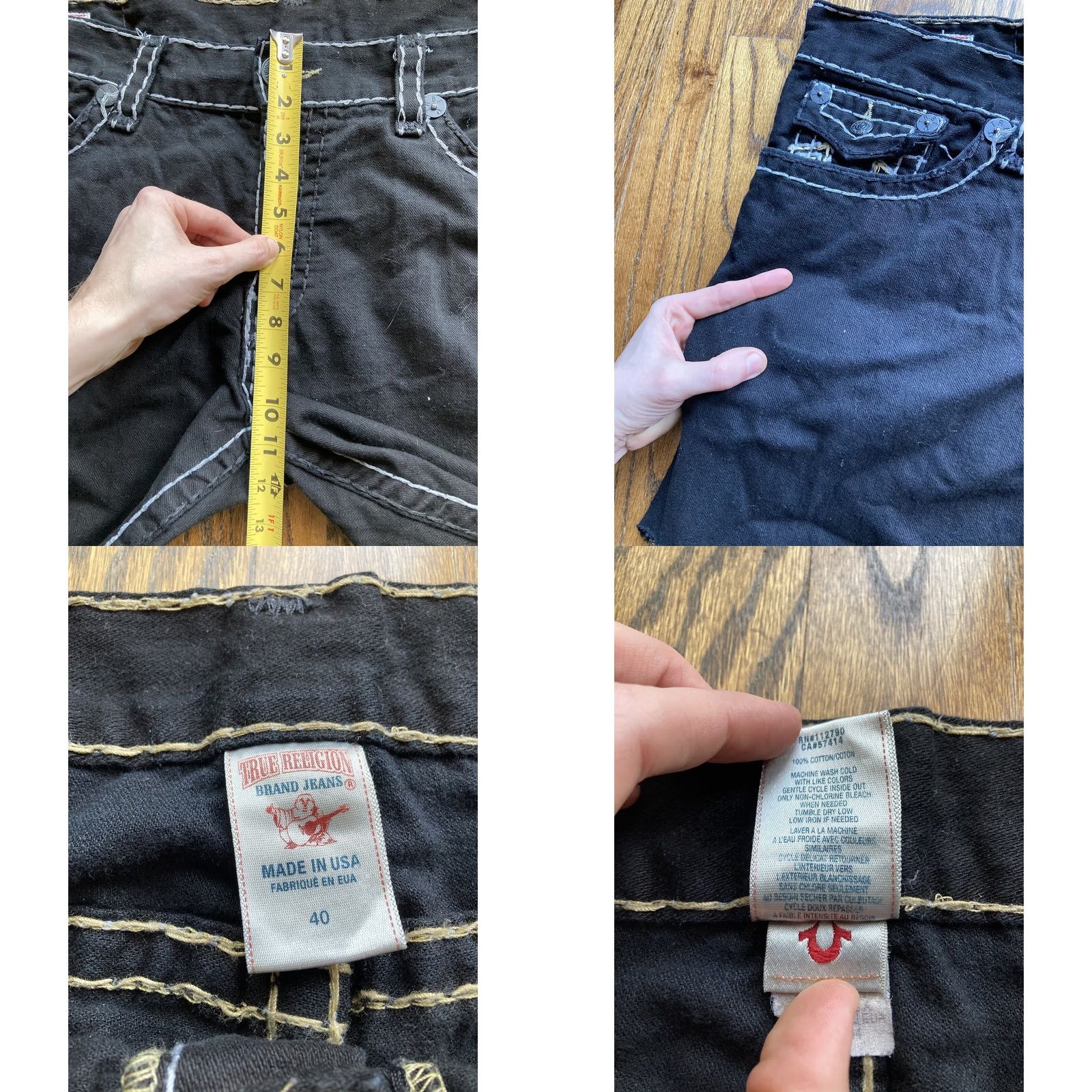 True Religion True Religion Jeans Shorts Bermuda Mens 40 Ricky Super T Flap Pocket USA Frayed Black Denim Cotton 5-Pocket USA Grunge Hip Hop Bermuda 40 Mens Size US 40 / EU 56 - 8 Thumbnail