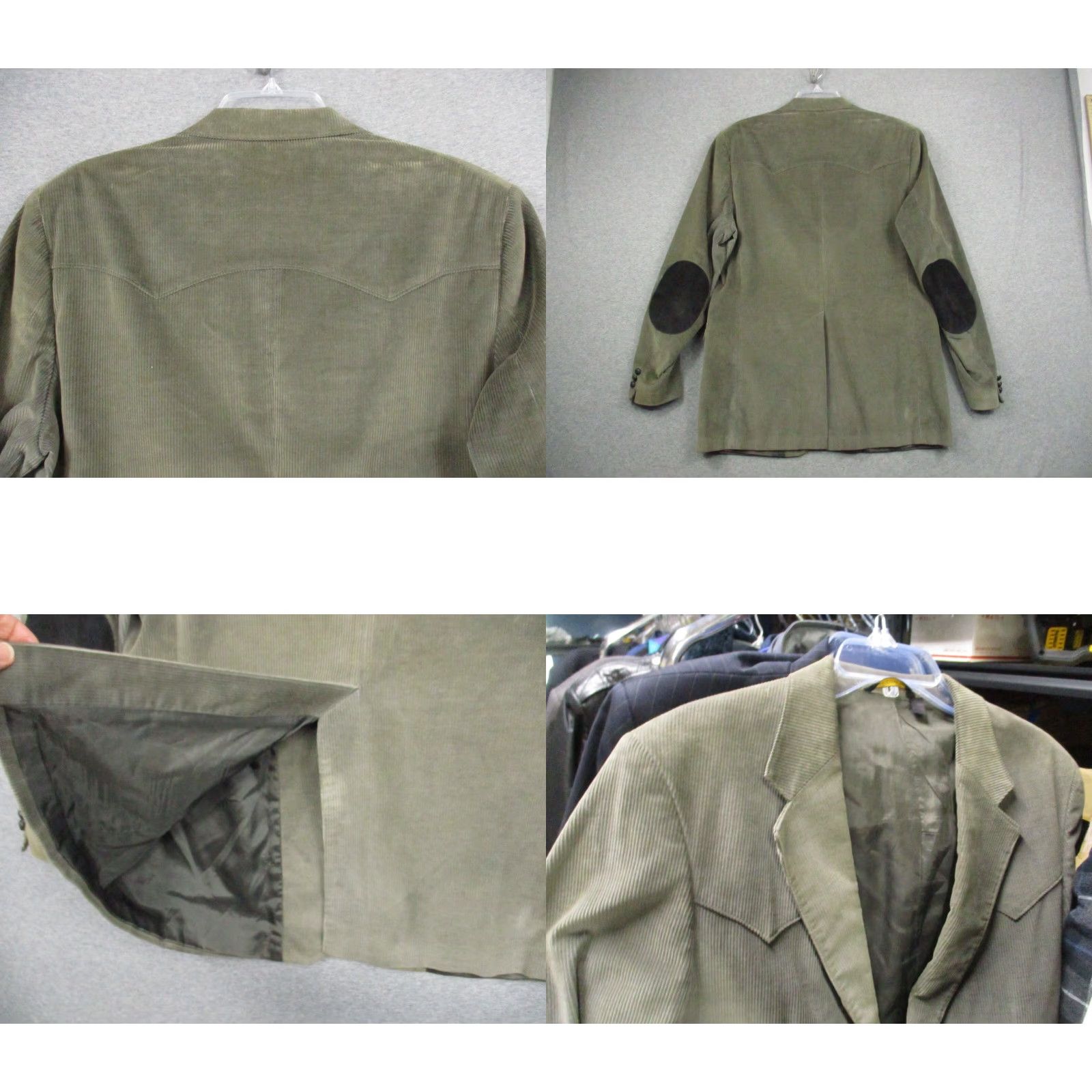 Farah VINTAGE Farah CORDUROY Blazer Elbow Patch SUEDE Gray 42R Sportscoat COUNTRY Blazer Mens Size 42R - 9 Thumbnail