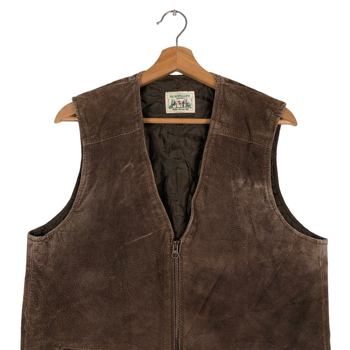 Genuine Leather 🔥VINTAGE LEATHER VEST COWBOY WESTERN SUNVALLEY Size US L / EU 52-54 / 3 - 3 Thumbnail