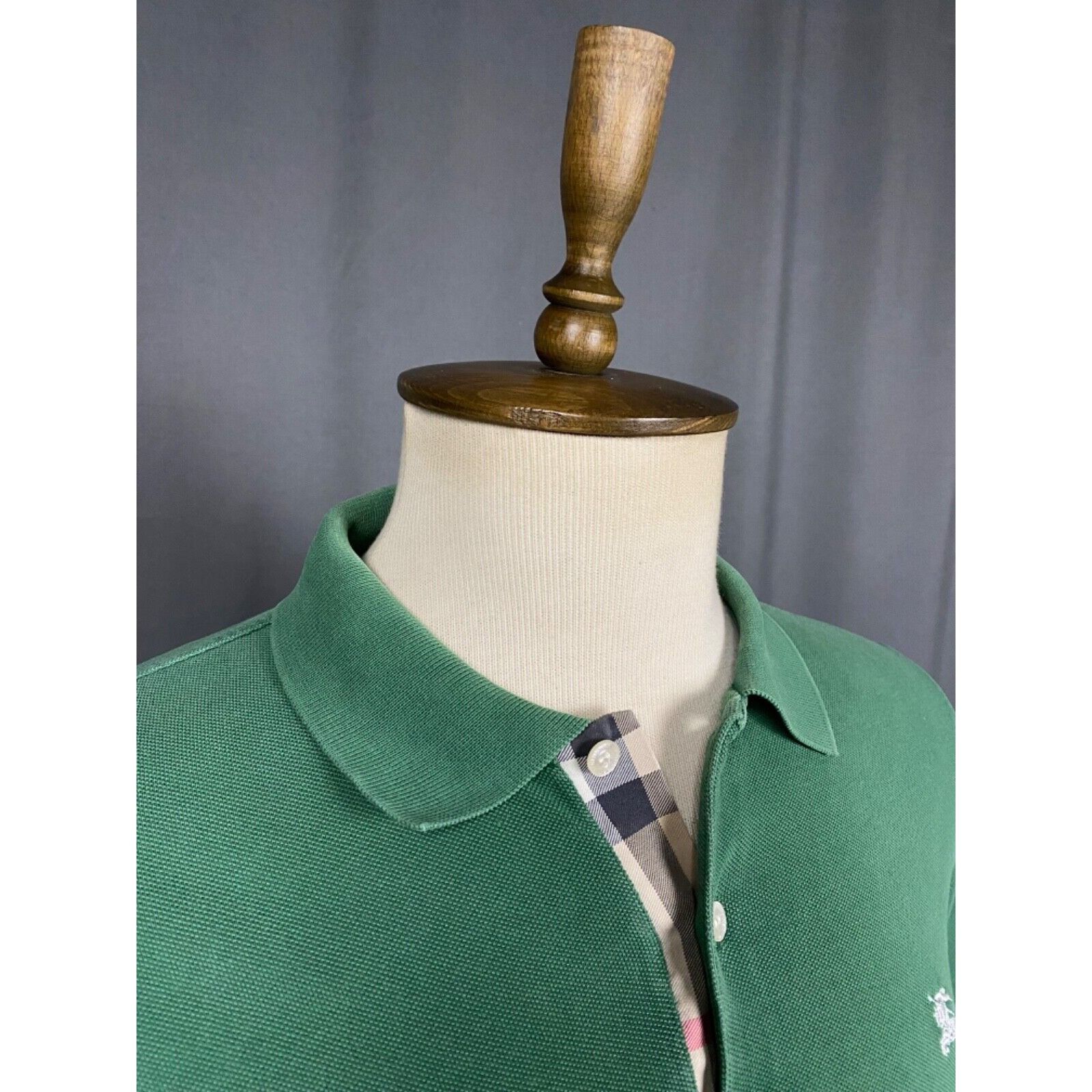 Burberry Burberry Small Logo Nova Check Men's Distressed Green Polo T Size US S / EU 44-46 / 1 - 6 Thumbnail