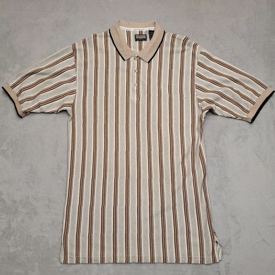 Vintage VINTAGE Britannia Levis Straus Shirt Mens L Brown Striped 100% Cotton Y2K 90s Shirt Mens L Brown Striped 100% Cotton Size US L / EU 52-54 / 3 - 2 Thumbnail