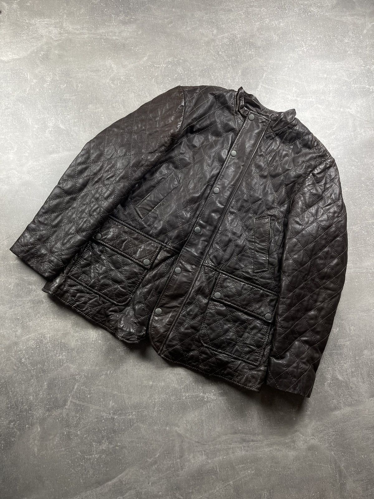 Genuine Leather Digel Quilted Genuine Dark Brown Leather Jacket Size 56 Size US XL / EU 56 / 4 - 1 Thumbnail