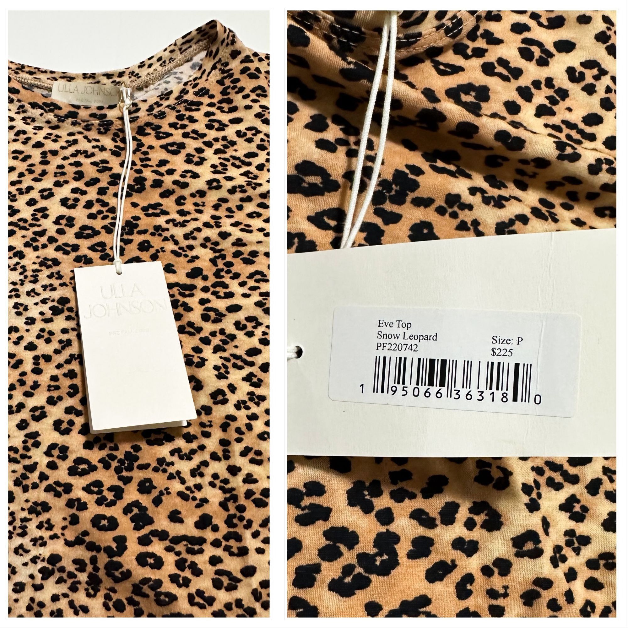 Ulla Johnson Ulla Johnson Eve Top, Snow Leopard, Size P (XS), New with ta Size XS / US 0-2 / IT 36-38 - 4 Thumbnail