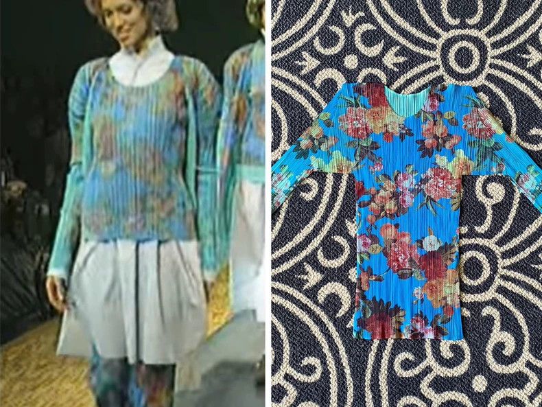 Issey Miyake Blue rose long-sleeved shirt