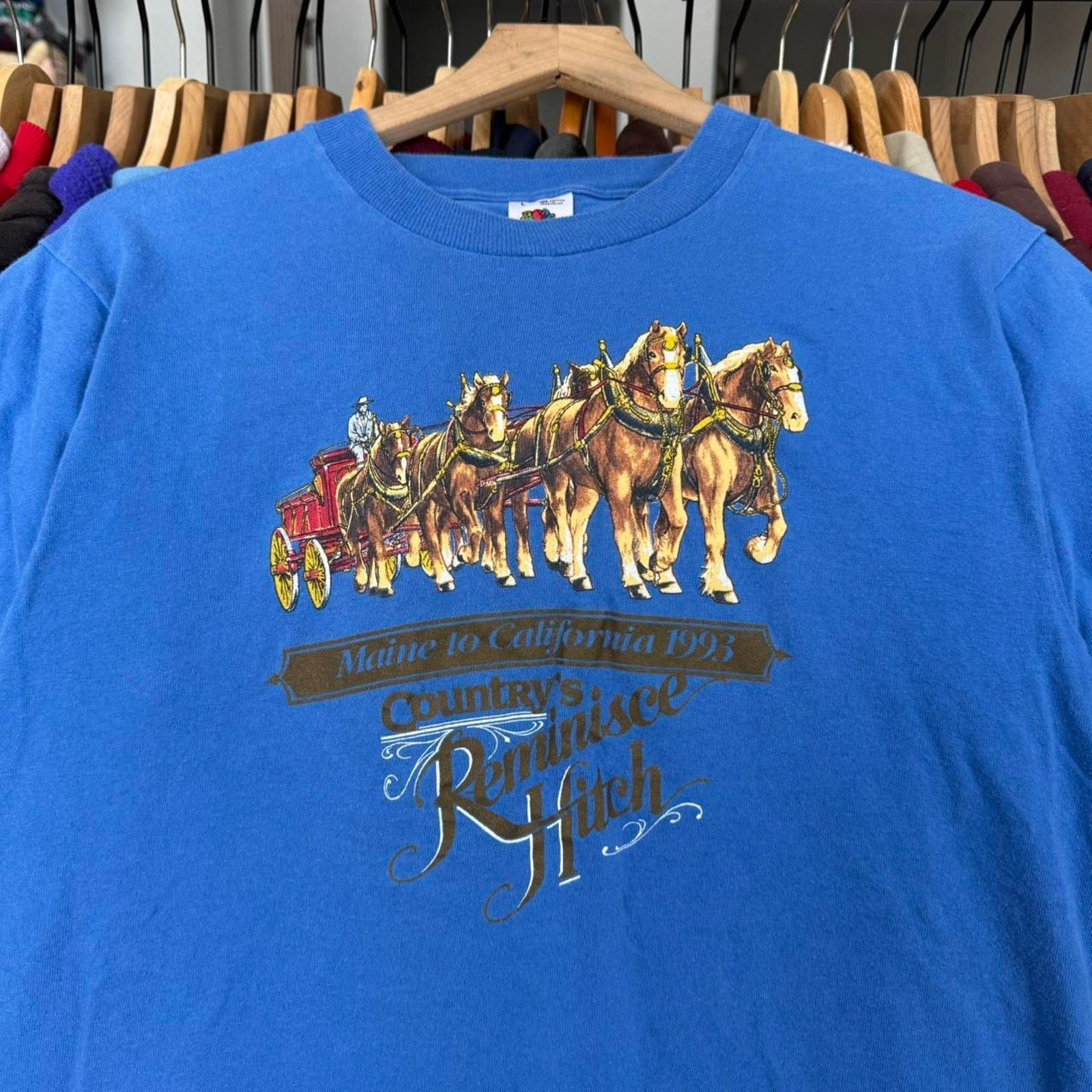 Fruit Of The Loom Vintage 90s Country's Reminisce Hitch Cross Country T-Shirt Size US L / EU 52-54 / 3 - 2 Thumbnail